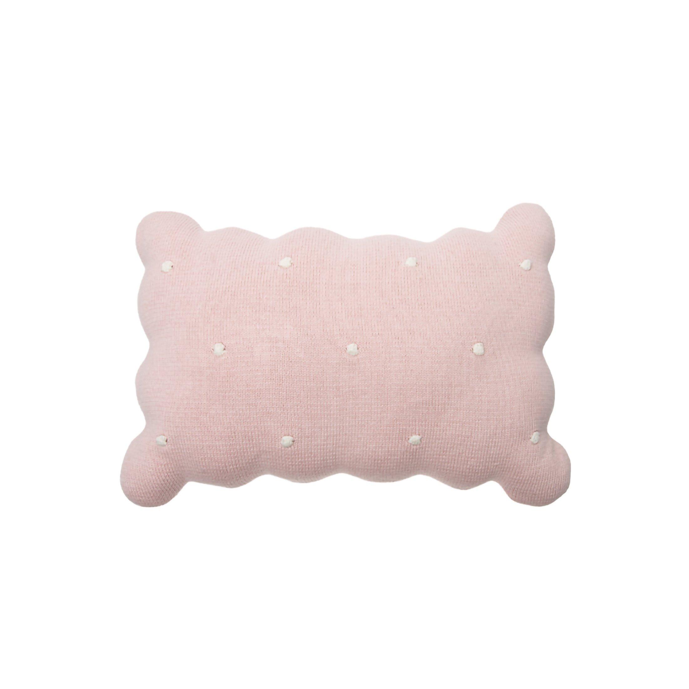 Knitted Cushion Biscuit Pink