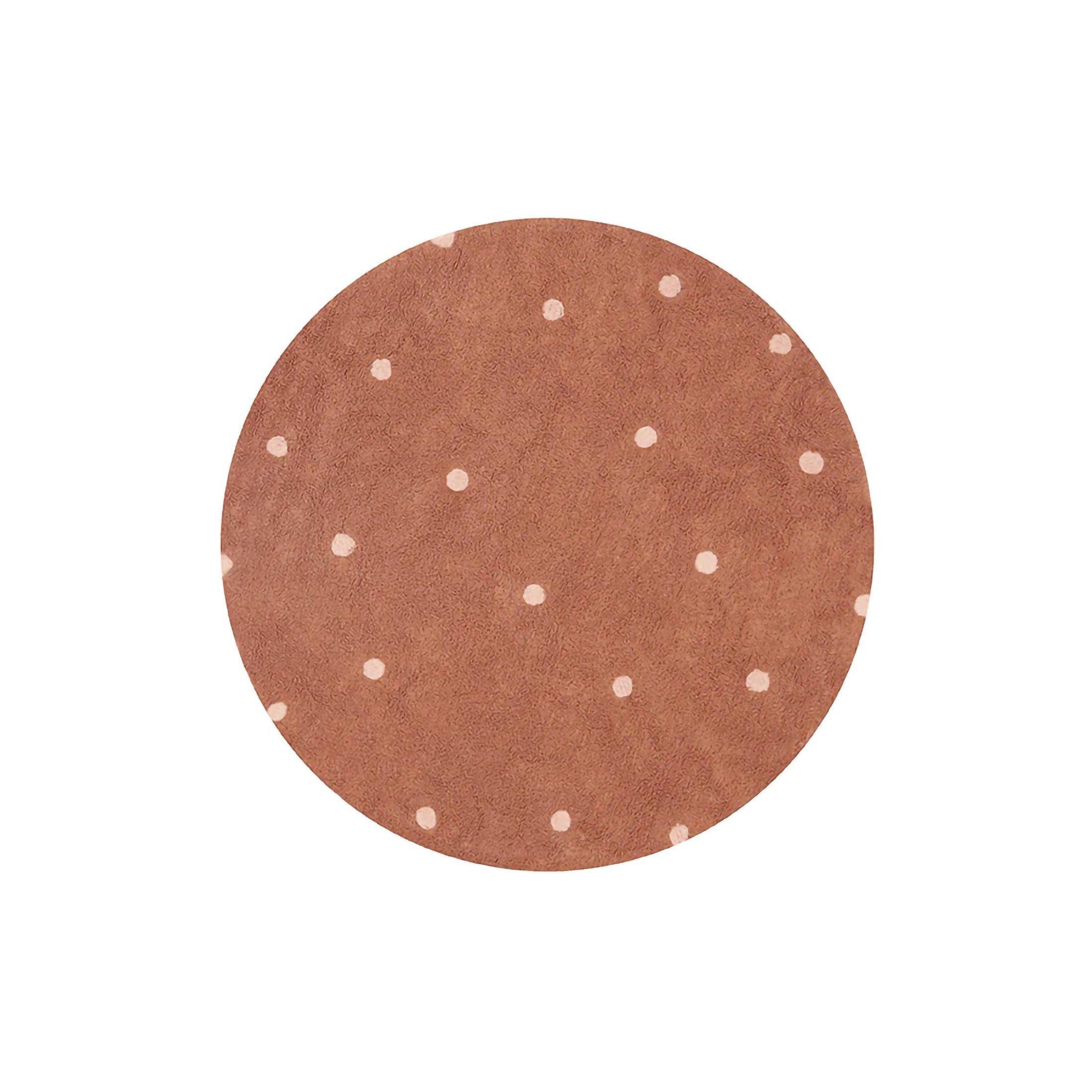 Washable Rug Round Dot Chestnut