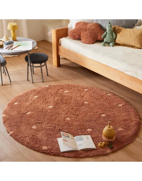 Washable Rug Round Dot Chestnut