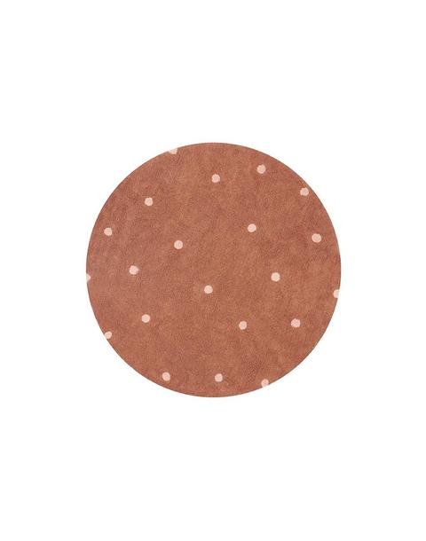 Washable Rug Round Dot Chestnut