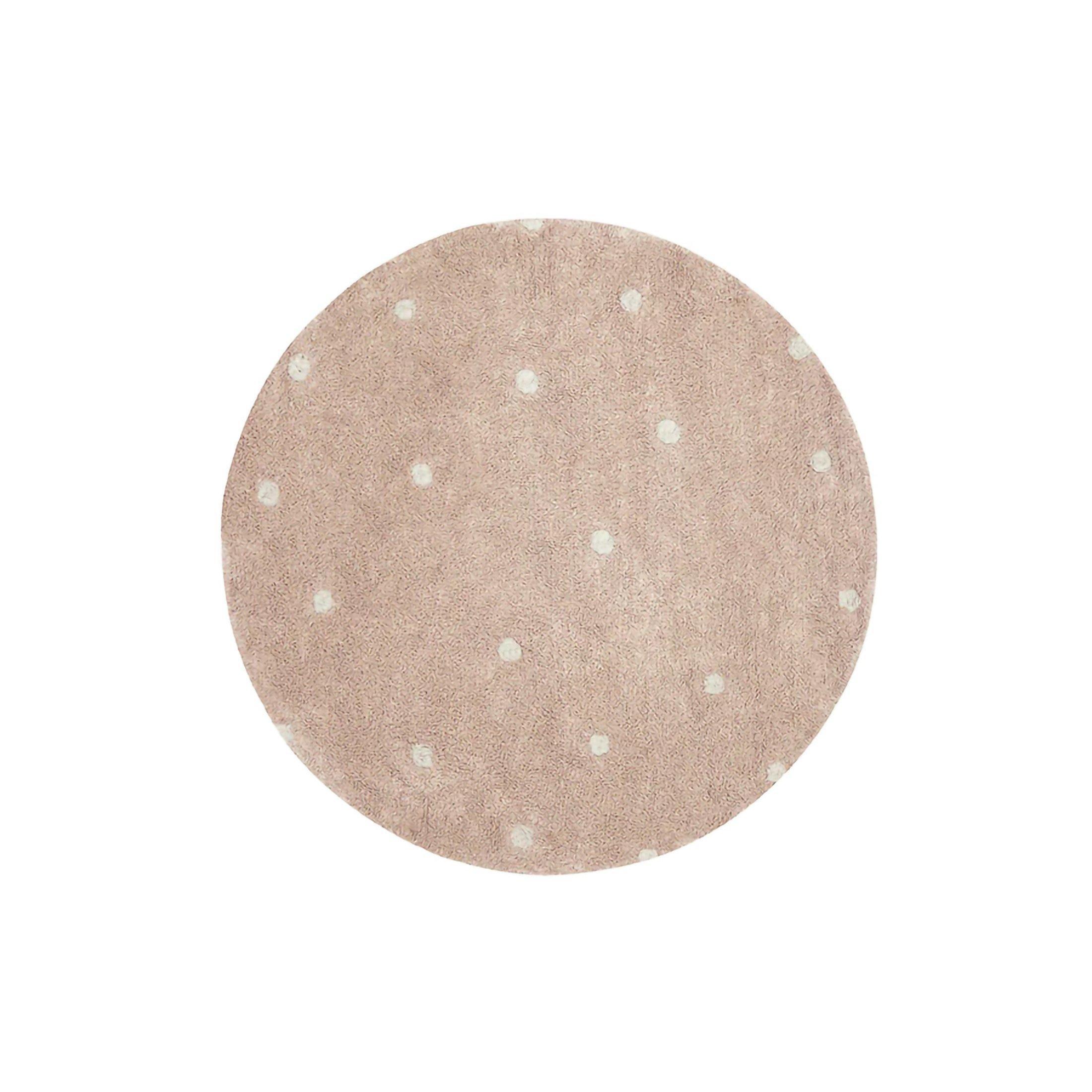Washable Rug Round Dot  Rose