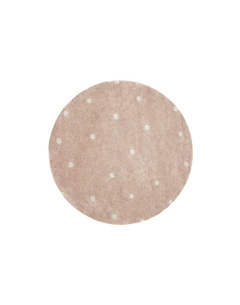Washable Rug Round Dot Rose
