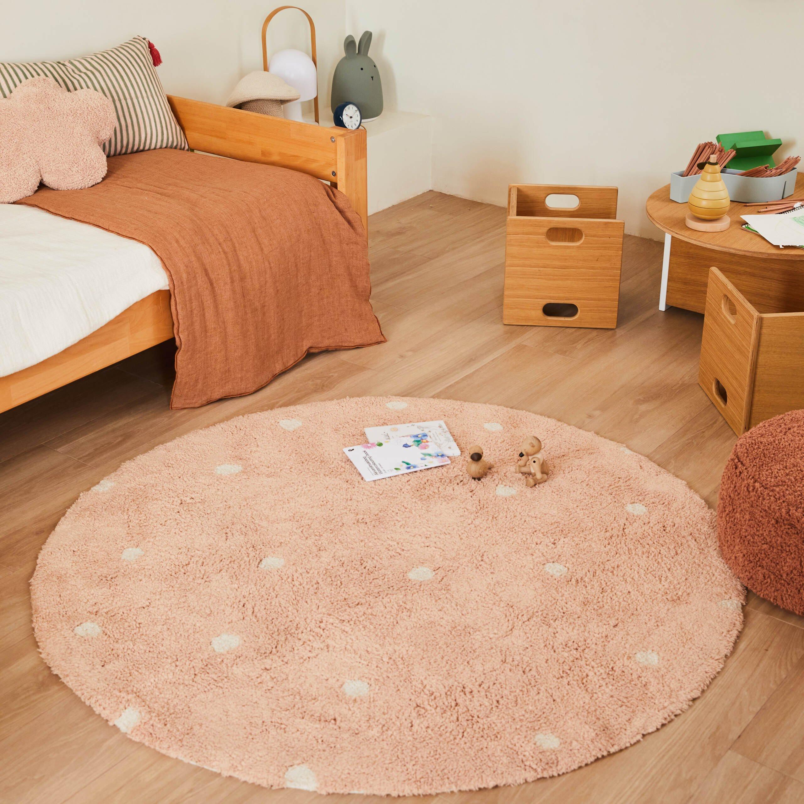 Washable Rug Round Dot  Rose image number 1