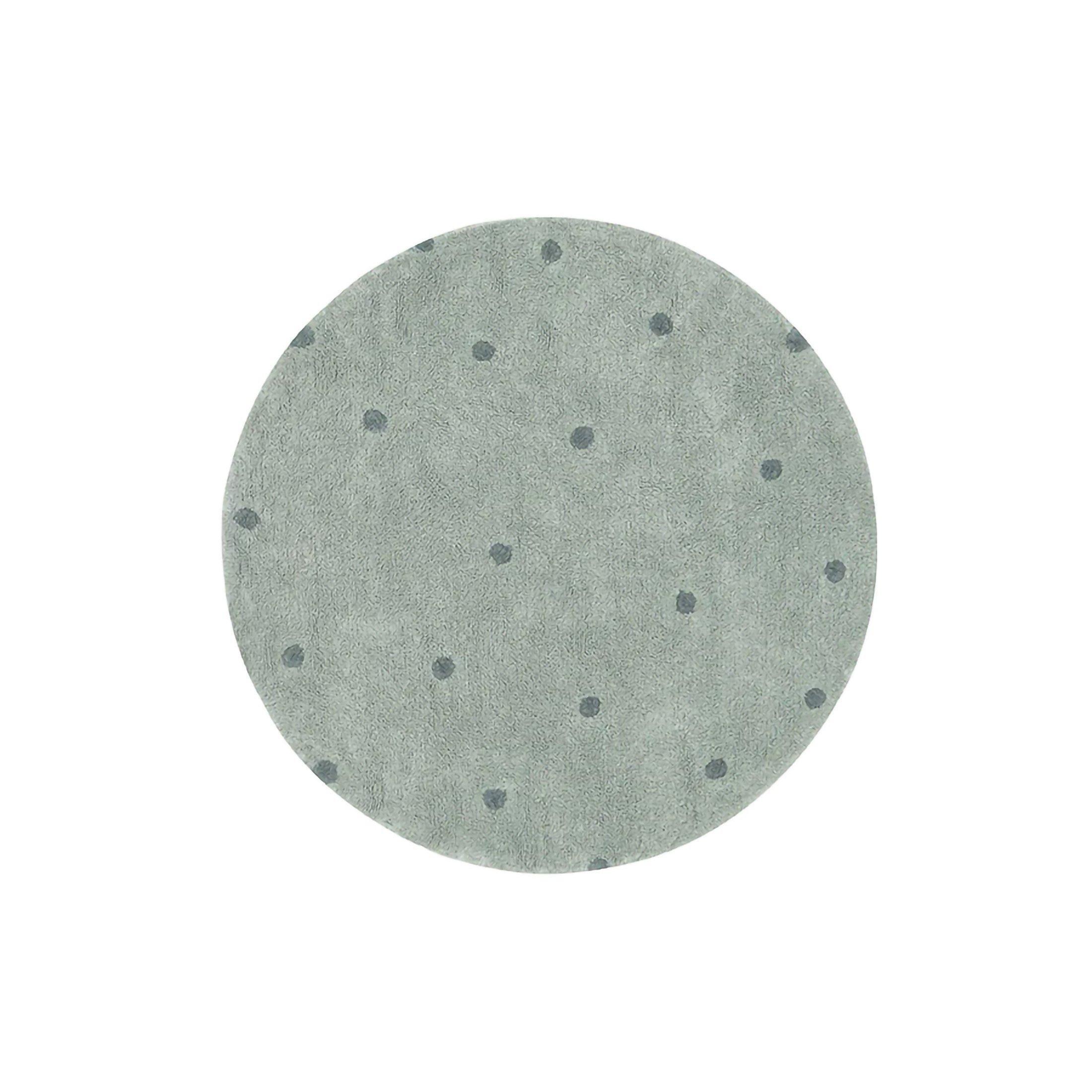 Washable Rug Round Dot  Blue Sage
