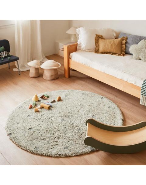 Washable Rug Round Dot Blue Sage