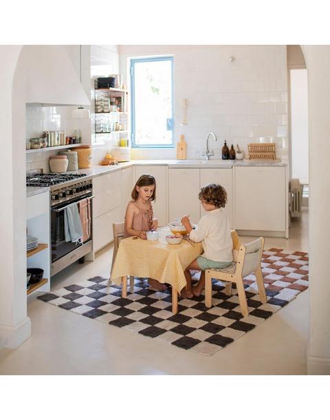 Washable Rug Kitchen Tiles Dark Grey