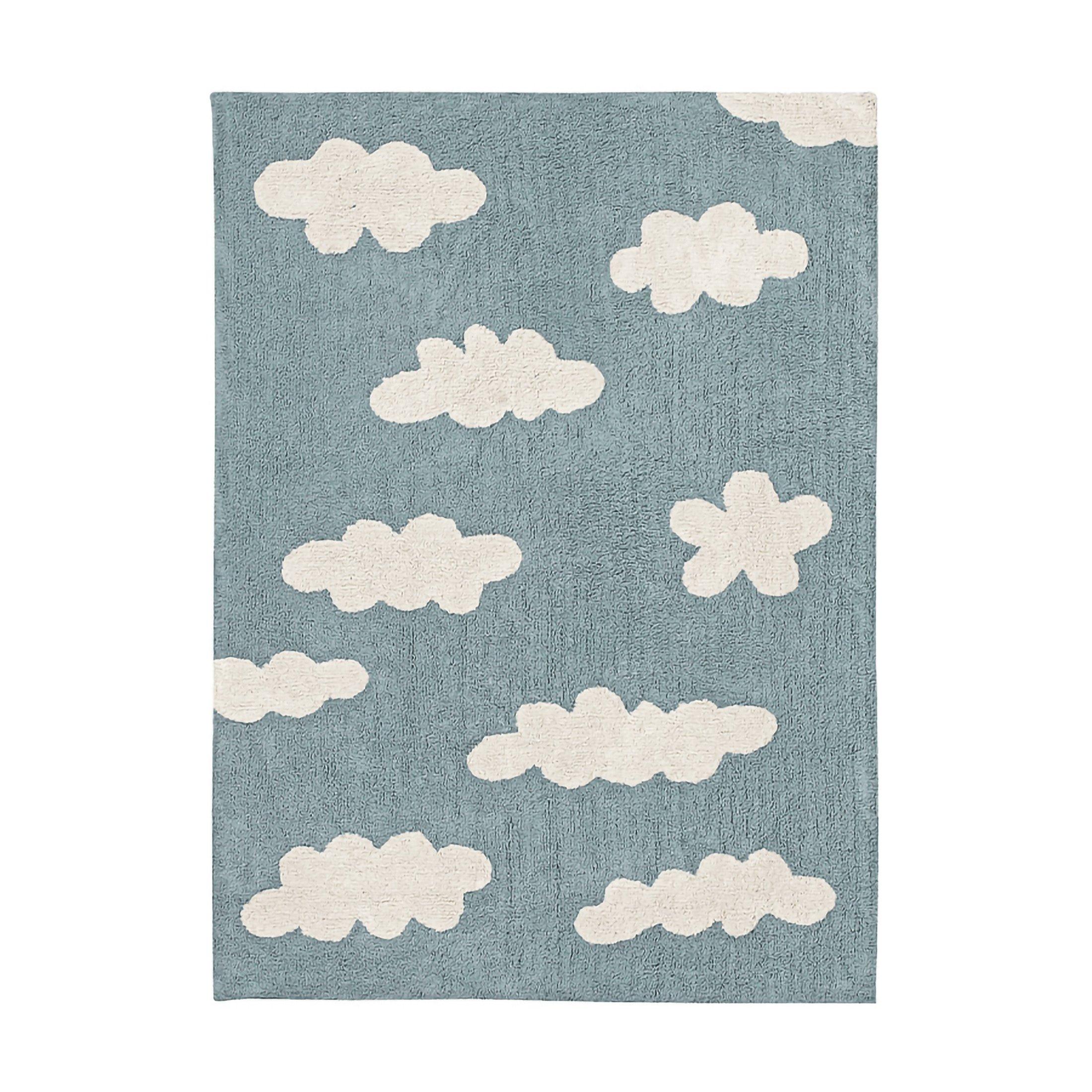 Washable Rug Clouds Vintage Blue