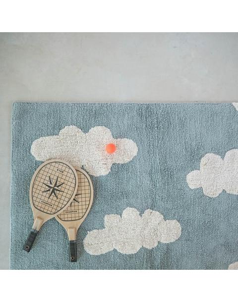 Washable Rug Clouds Vintage Blue