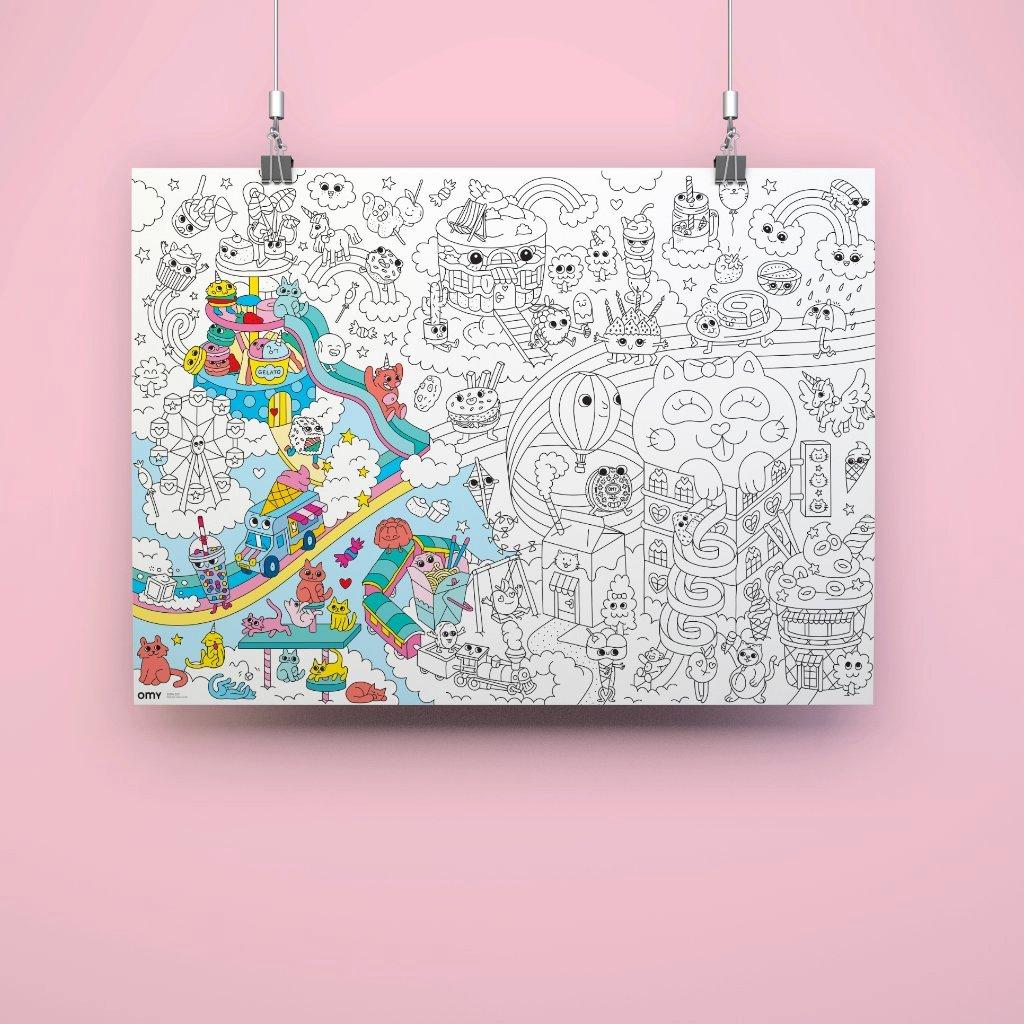Giant Coloring Poster Kawaii image number 1