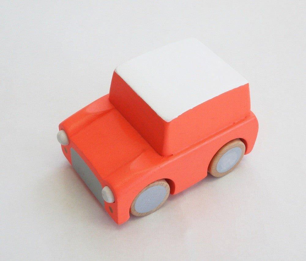 Kuruma Wooden Wind-Up Toy Car - Orange