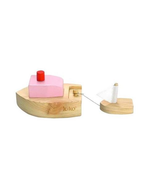 Ofune Wind-Up Wooden Boat - Pink