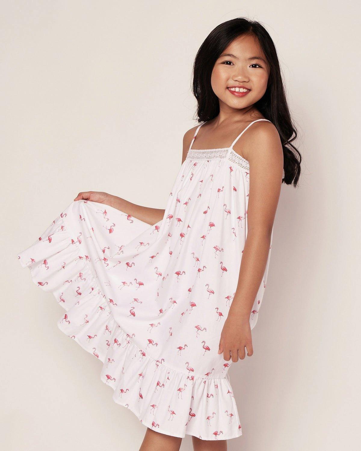 Girl's Twill Lily Nightgown in Flamingos image number 2