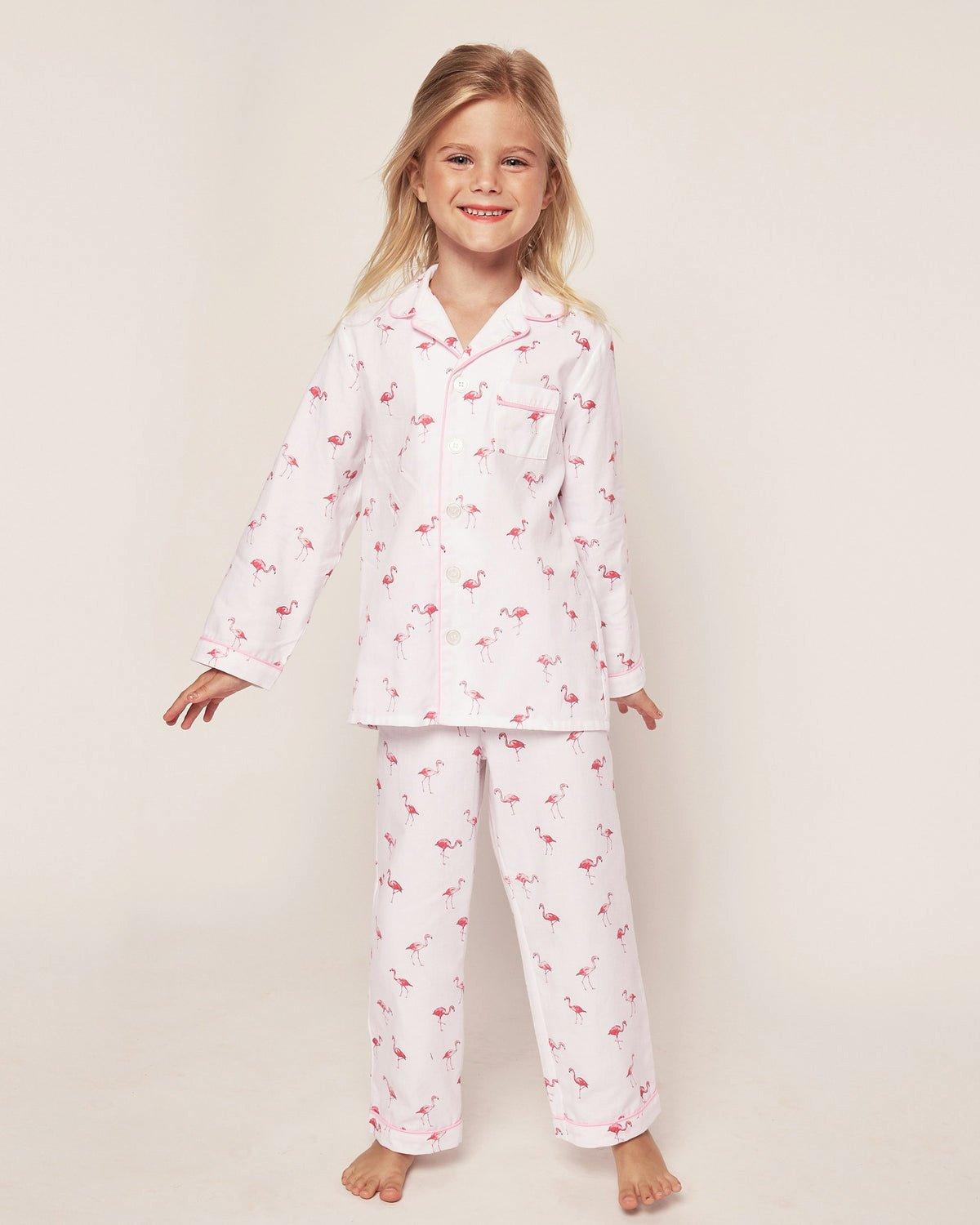 Kid's Twill Pajama Set in Flamingos image number 2
