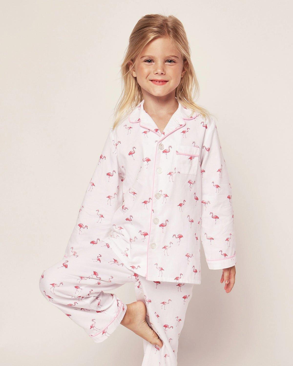 Kid's Twill Pajama Set in Flamingos image number 3