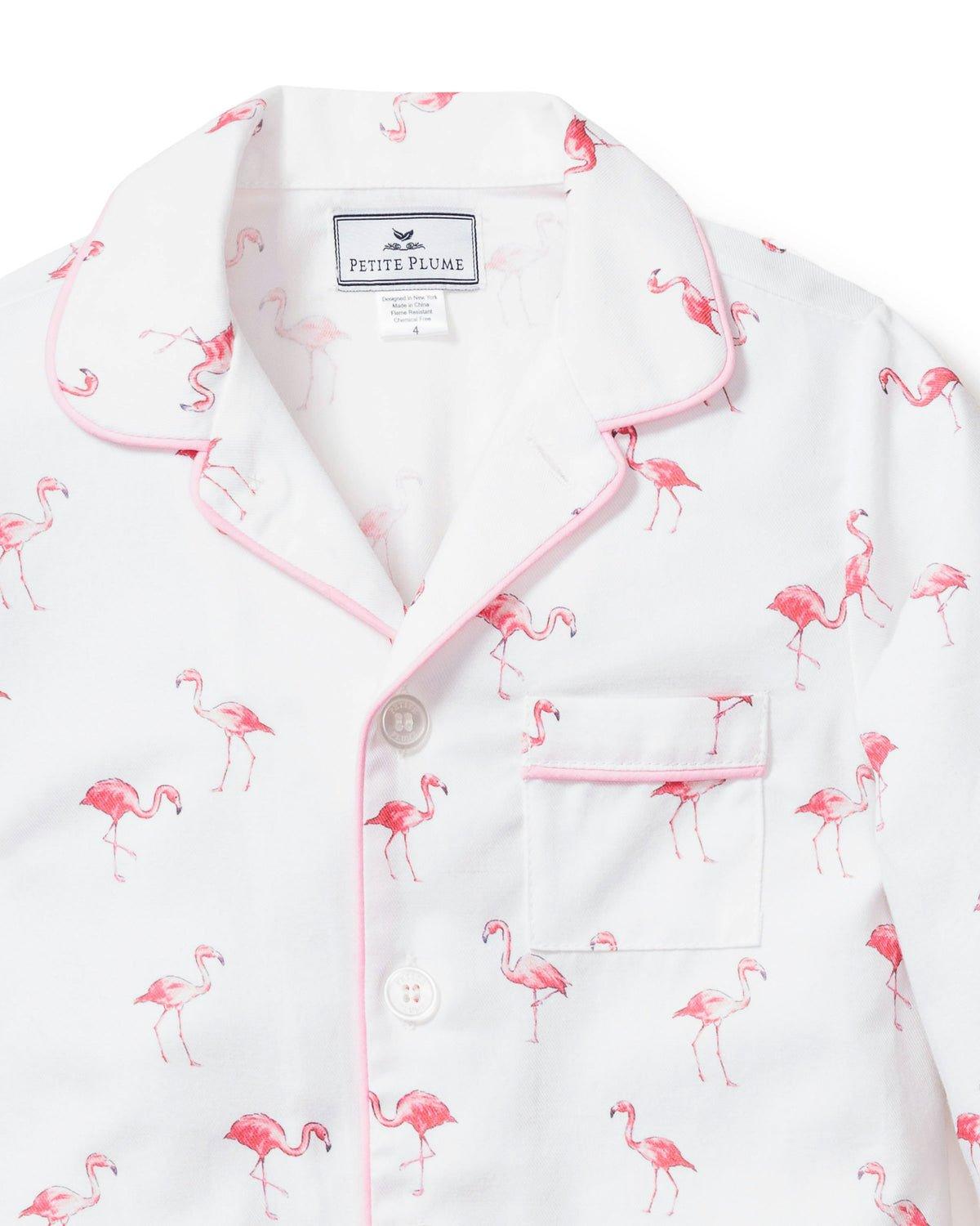 Kid's Twill Pajama Set in Flamingos image number 1