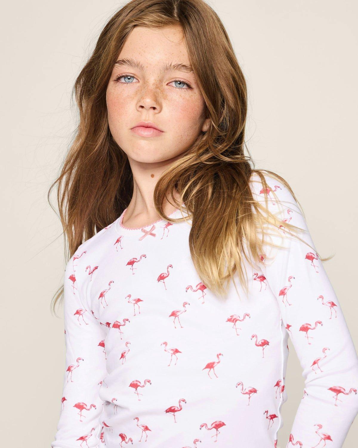 Kids Pima Snug Fit Pajama Set in Flamingos image number 3