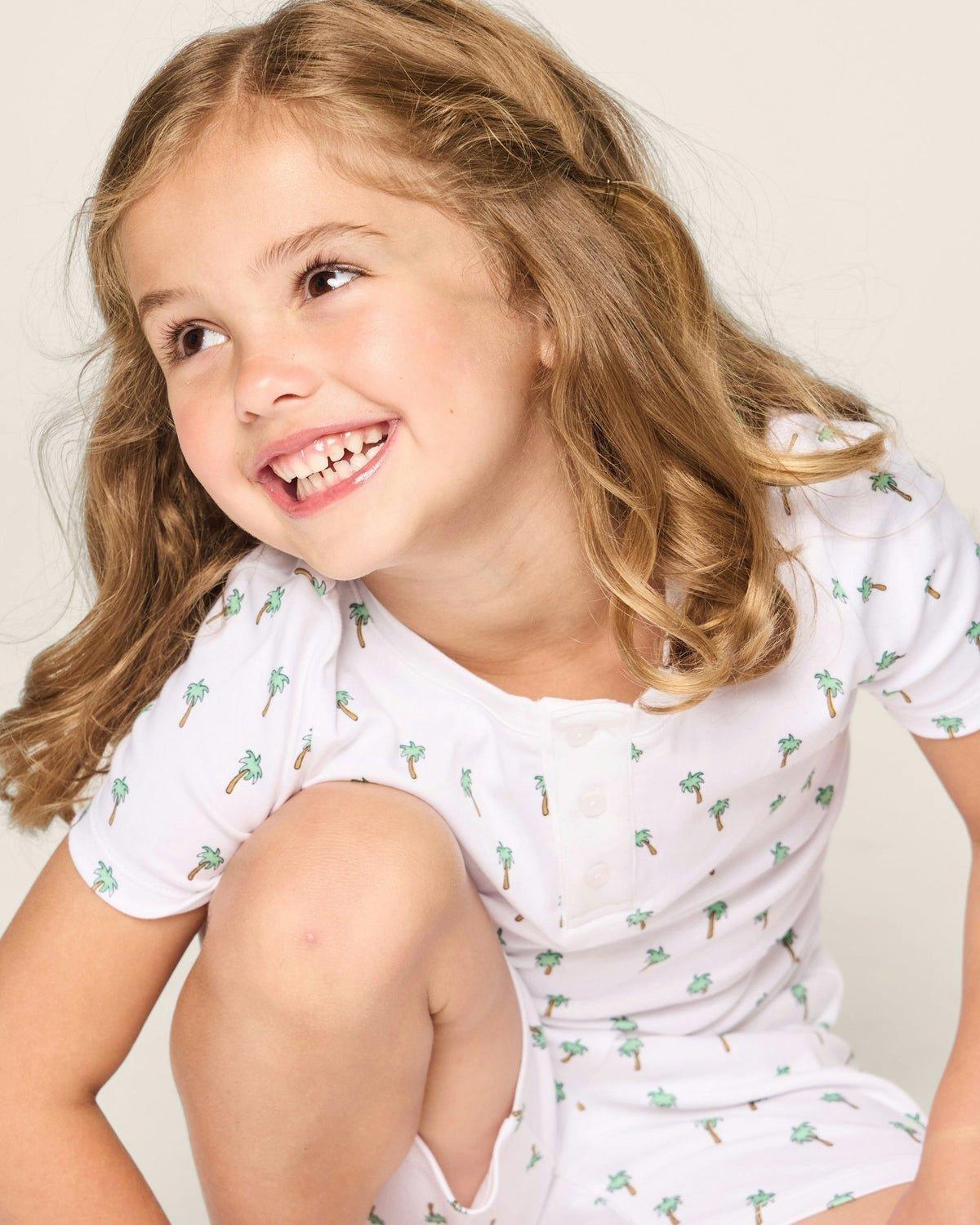 Kids Pima Short Pajama Set in Palmier image number 3