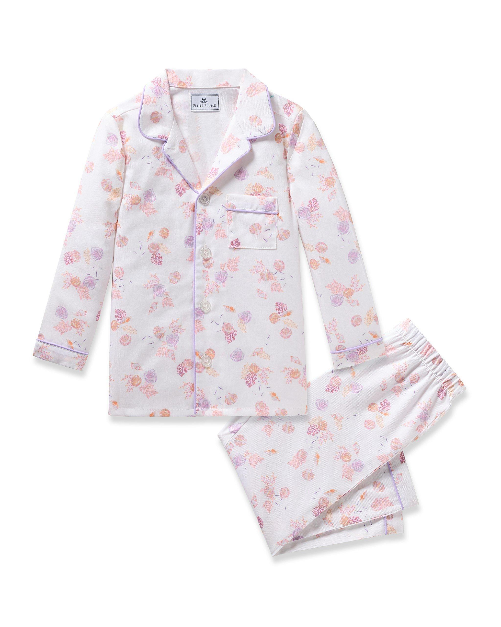 Kid's Twill Pajama Set in Seashell Splendor
