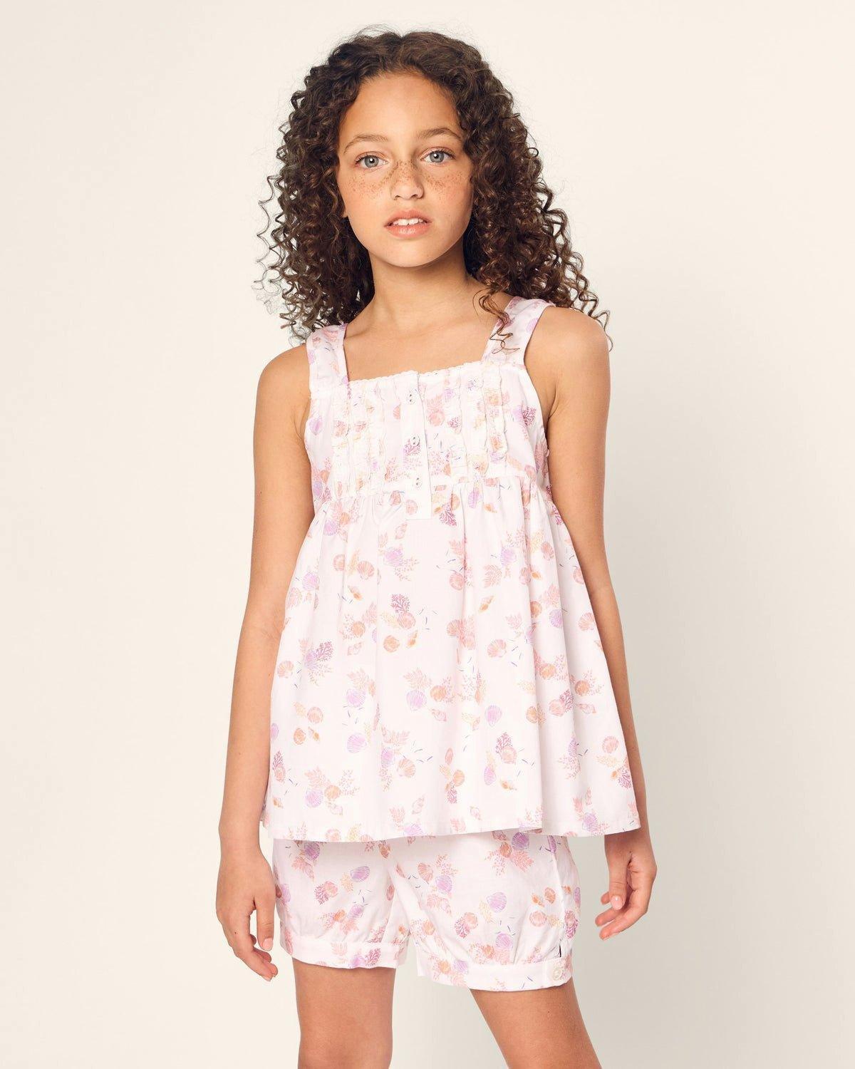 Girl's Twill Charlotte Short Pajama Set in Seashell Splendor image number 1