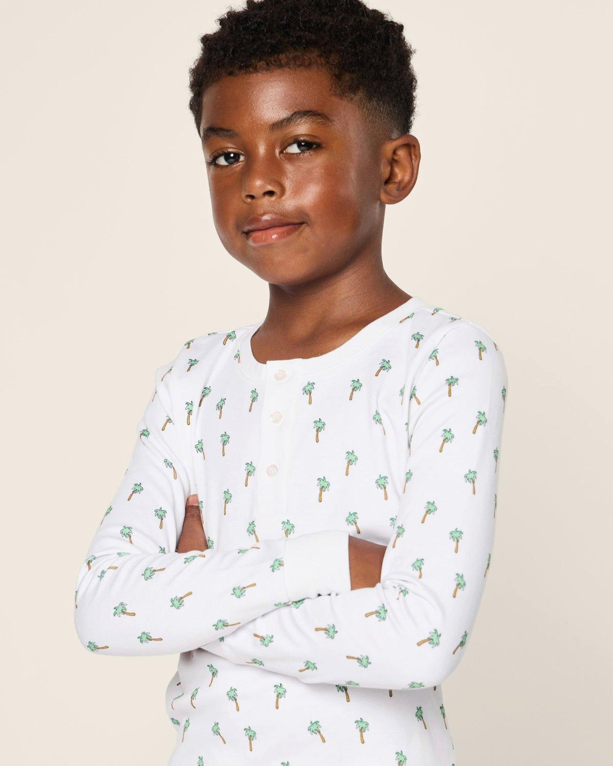 Kids Pima Snug Fit Pajama Set in Palmier image number 3