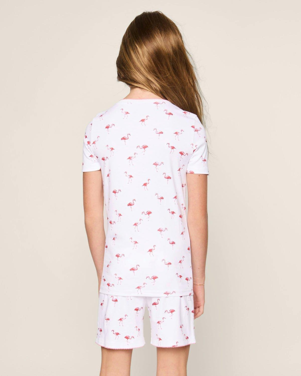 Kid's Pima Snug Fit Short Pajama Set in Flamingos image number 2