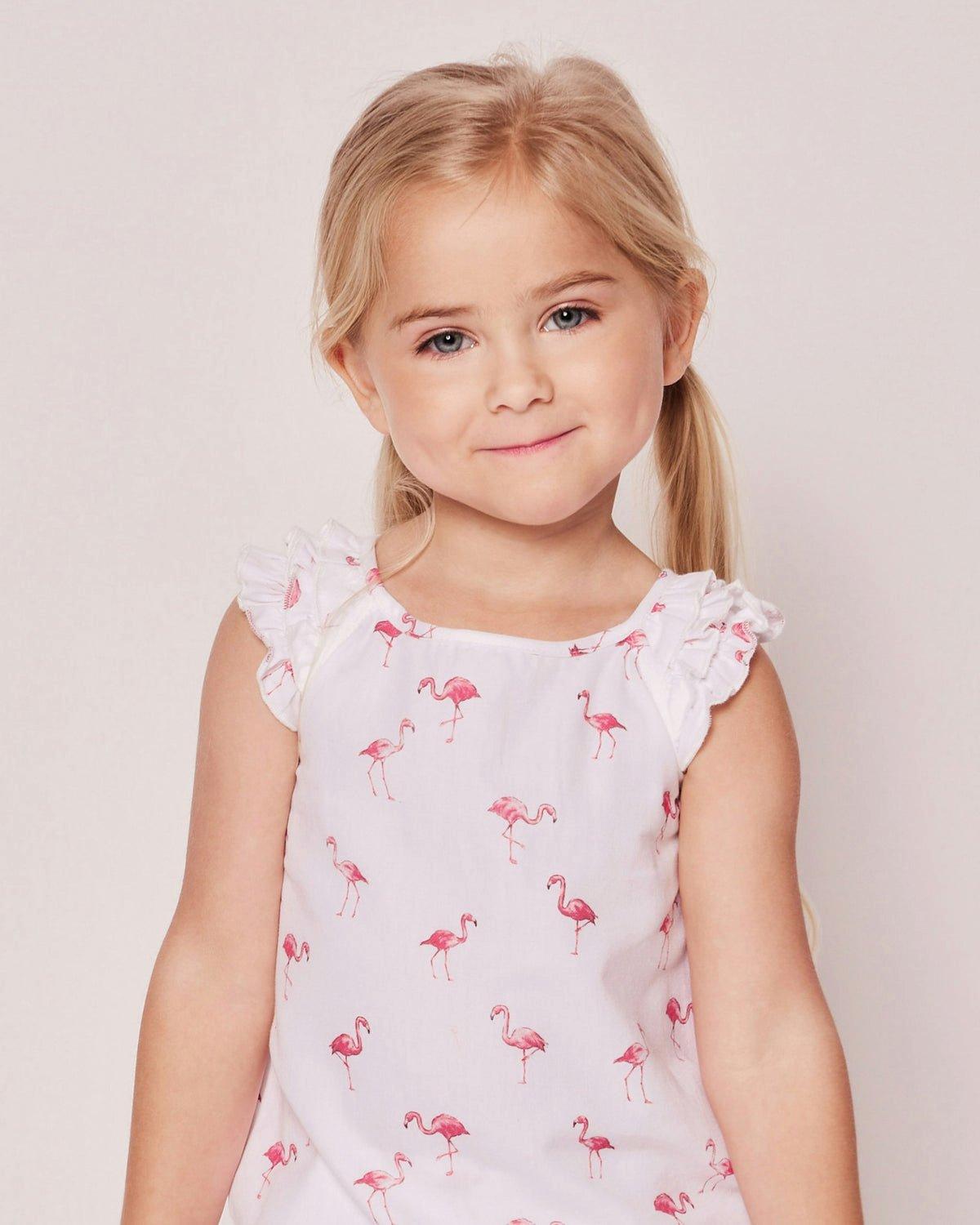 Girl's Twill Amelie Short Pajama Set in Flamingos image number 2