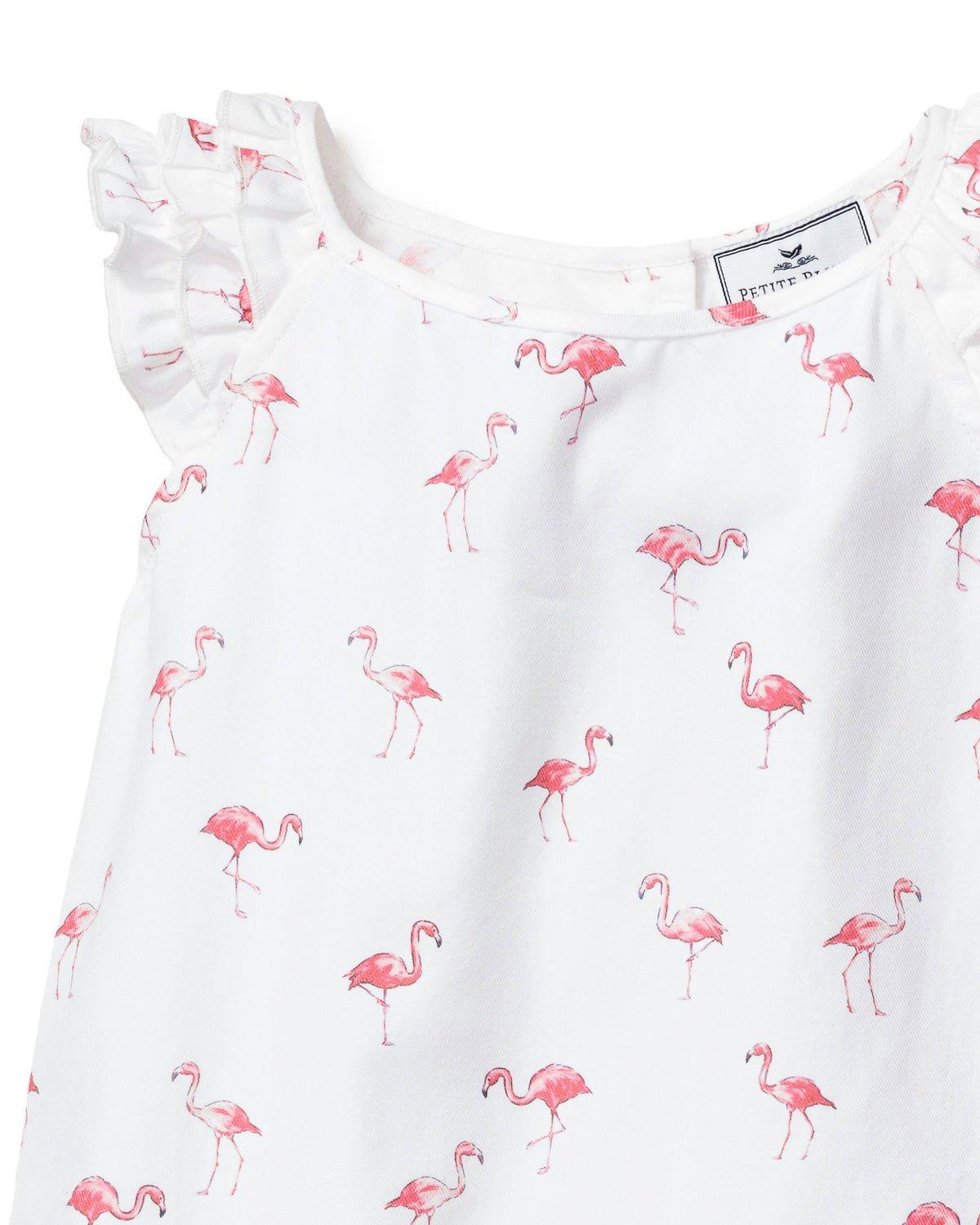 Girl's Twill Amelie Short Pajama Set in Flamingos image number 3