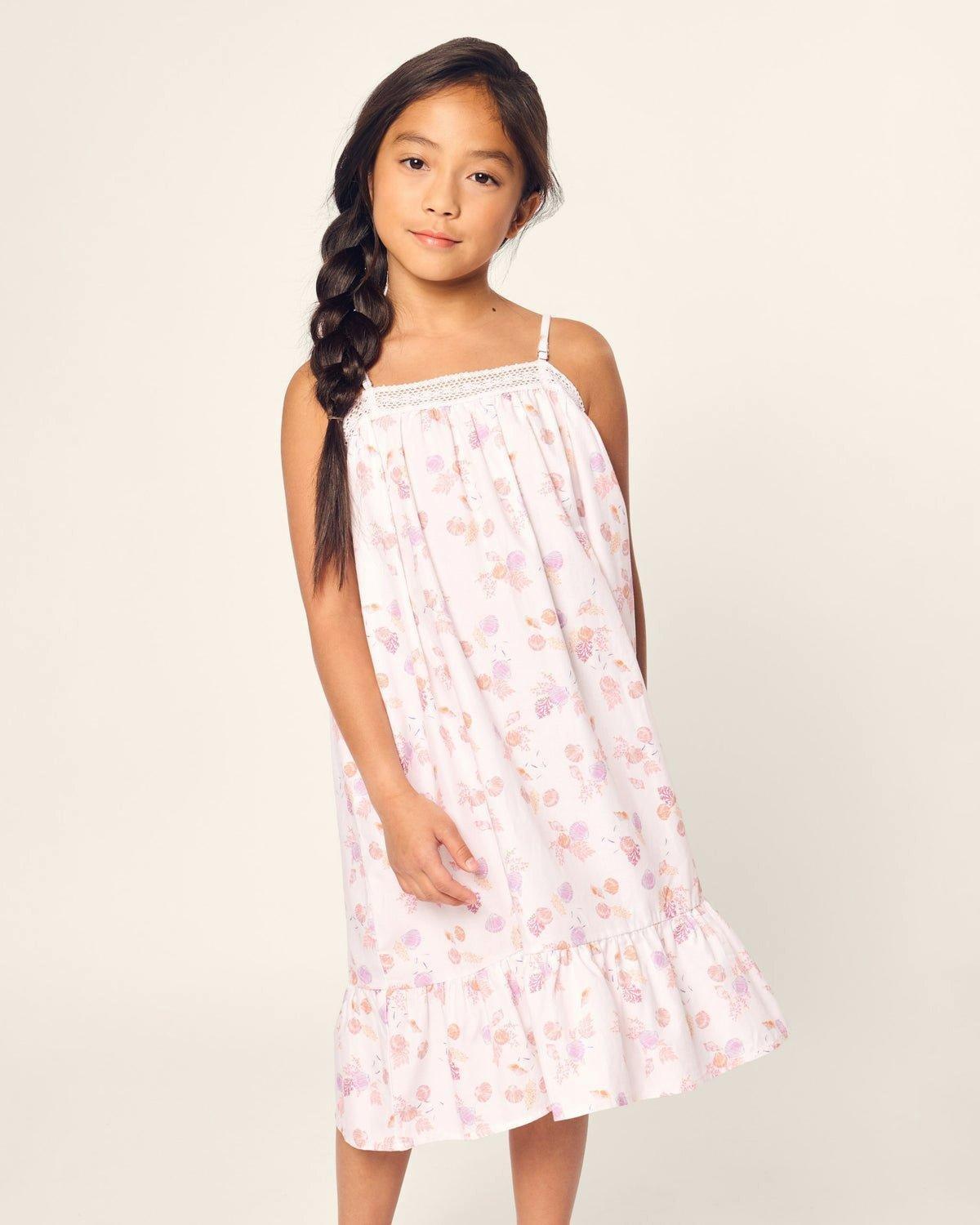 Girl's Twill Lily Nightgown in Seashell Splendor image number 1