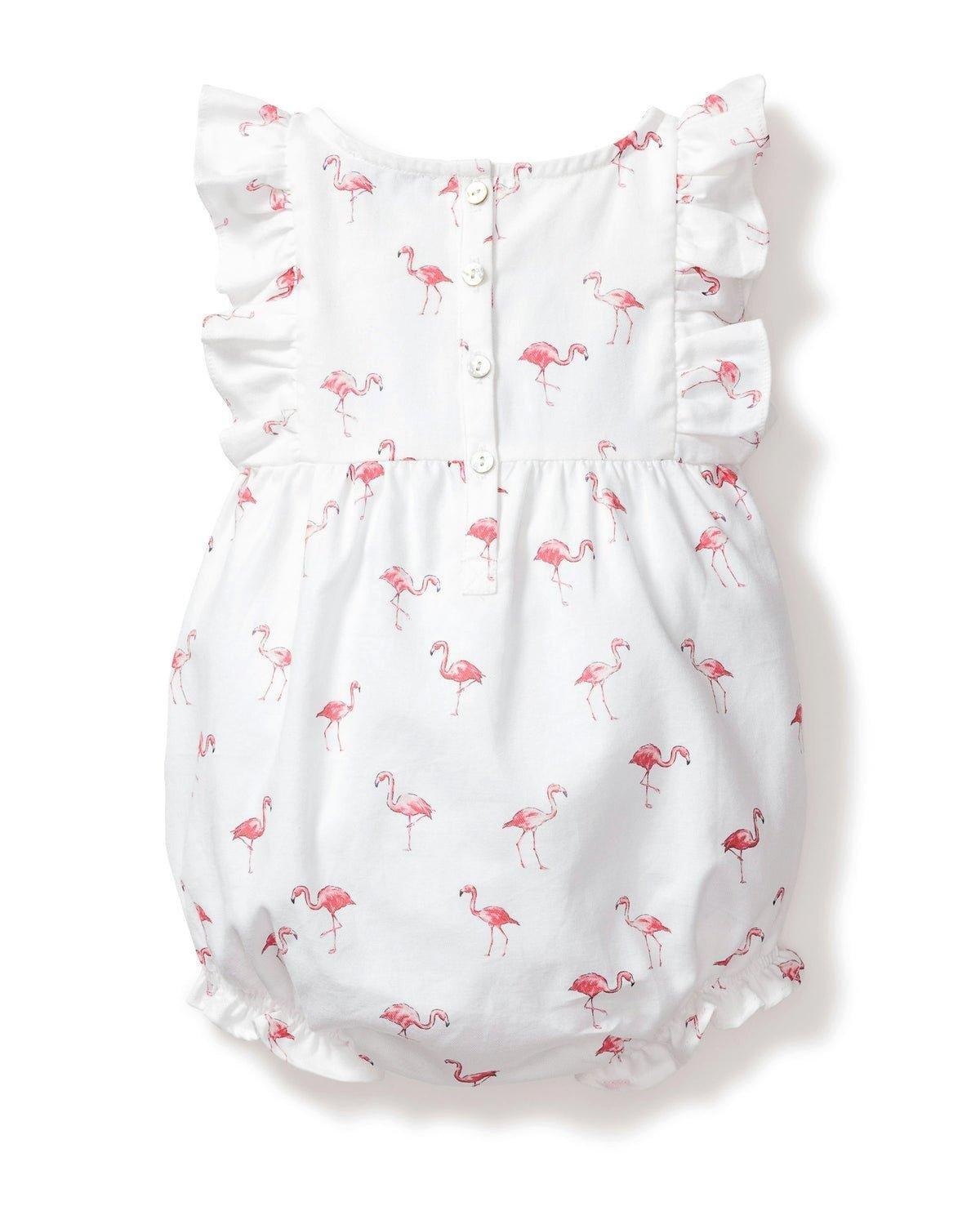 Baby's Twill Ruffled Romper in Flamingos image number 2
