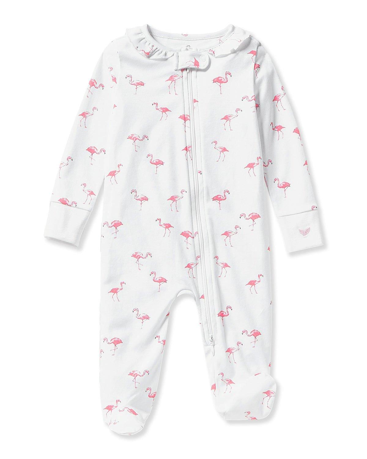 Baby's Pima Ruffle Collar Romper in Flamingos