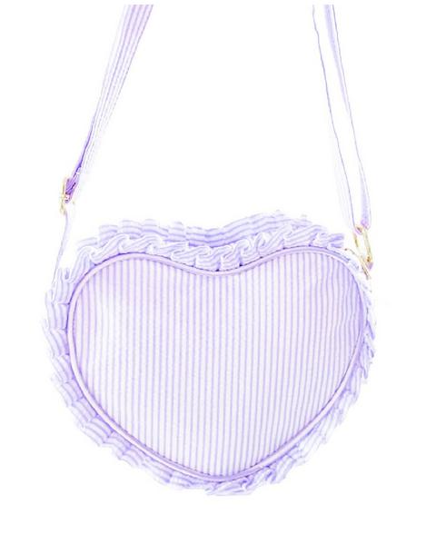 Lavender Seersucker Heart Purse