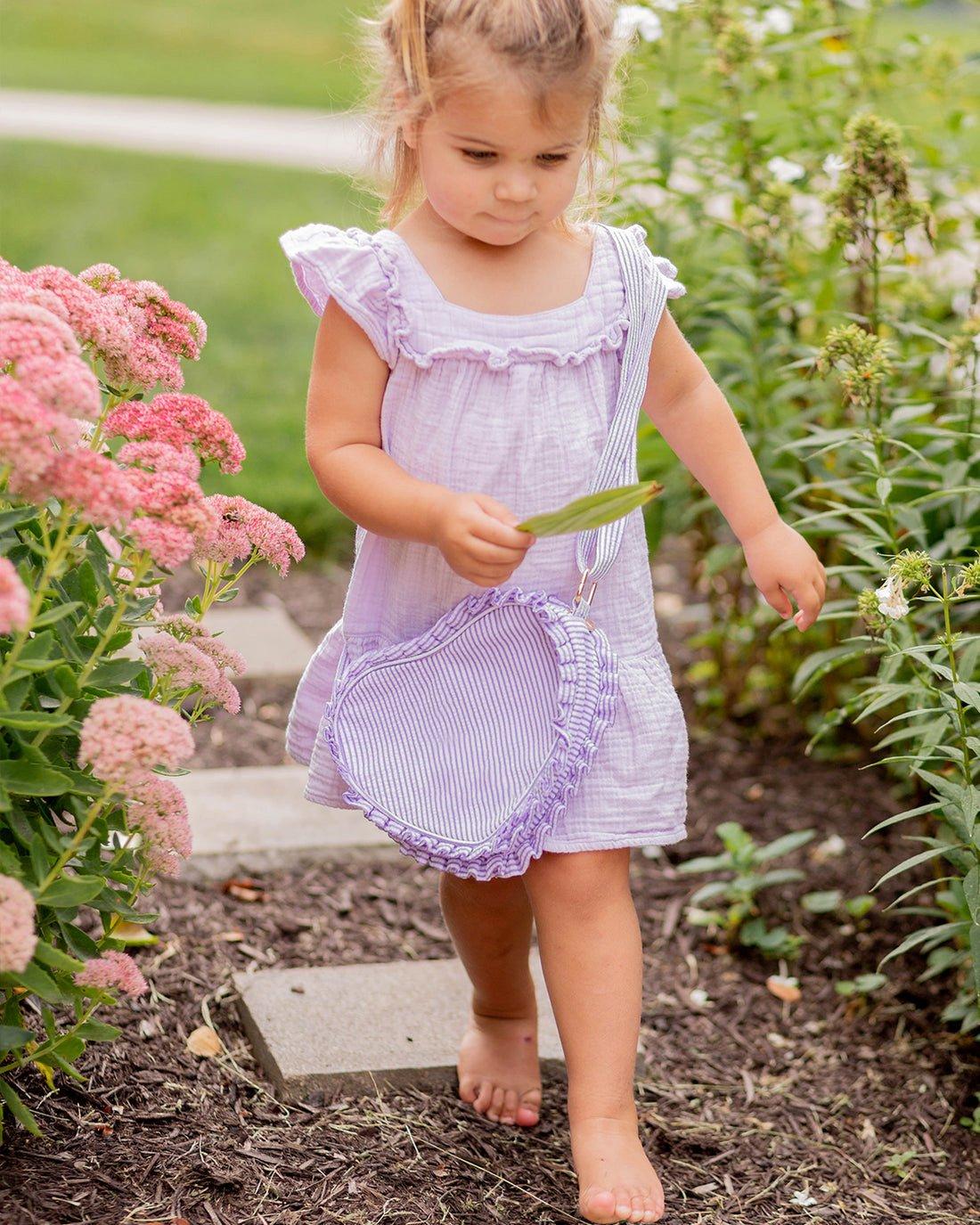Lavender Seersucker Heart Purse image number 1
