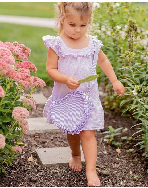Lavender Seersucker Heart Purse