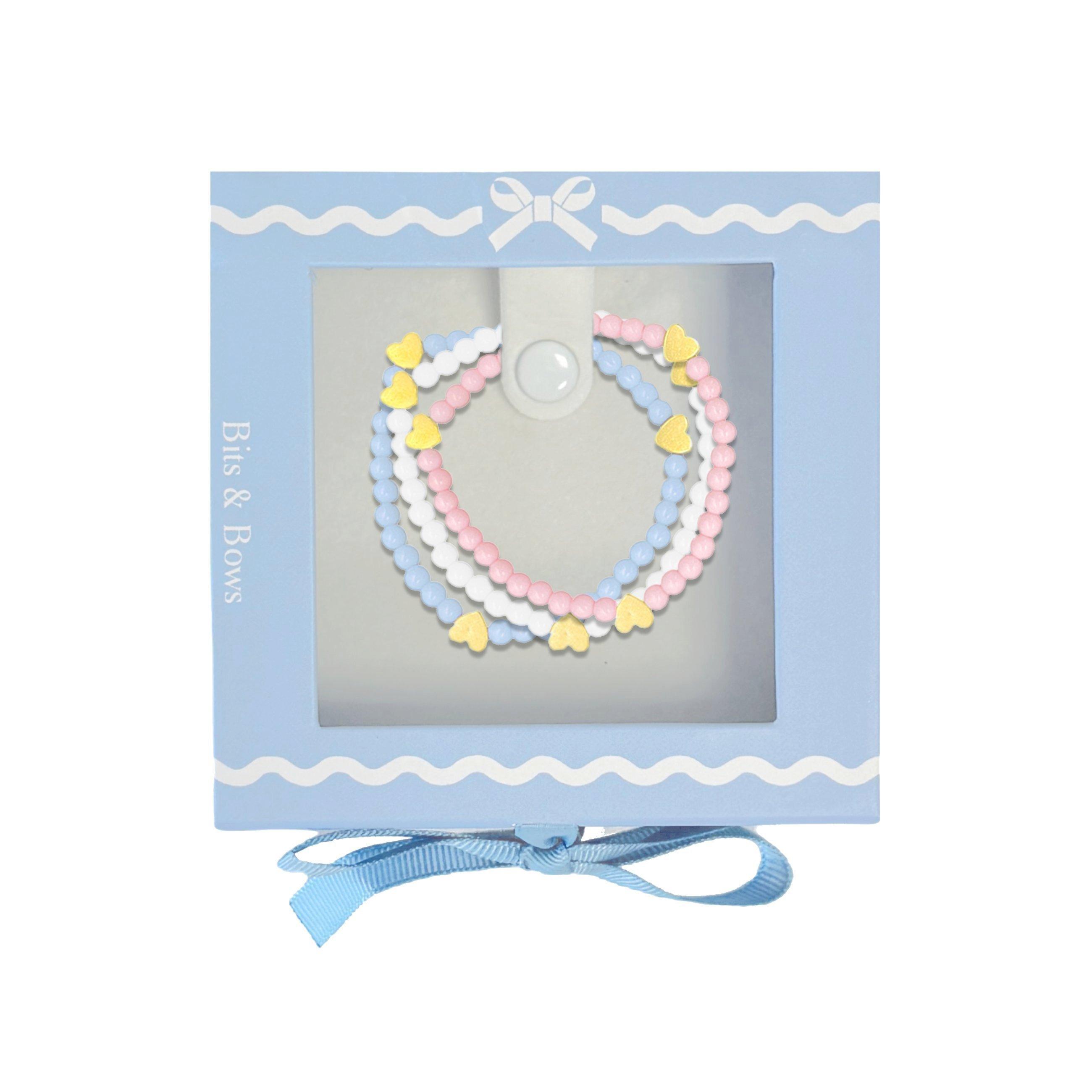 Red, White, and Blue Heart Bracelet Set