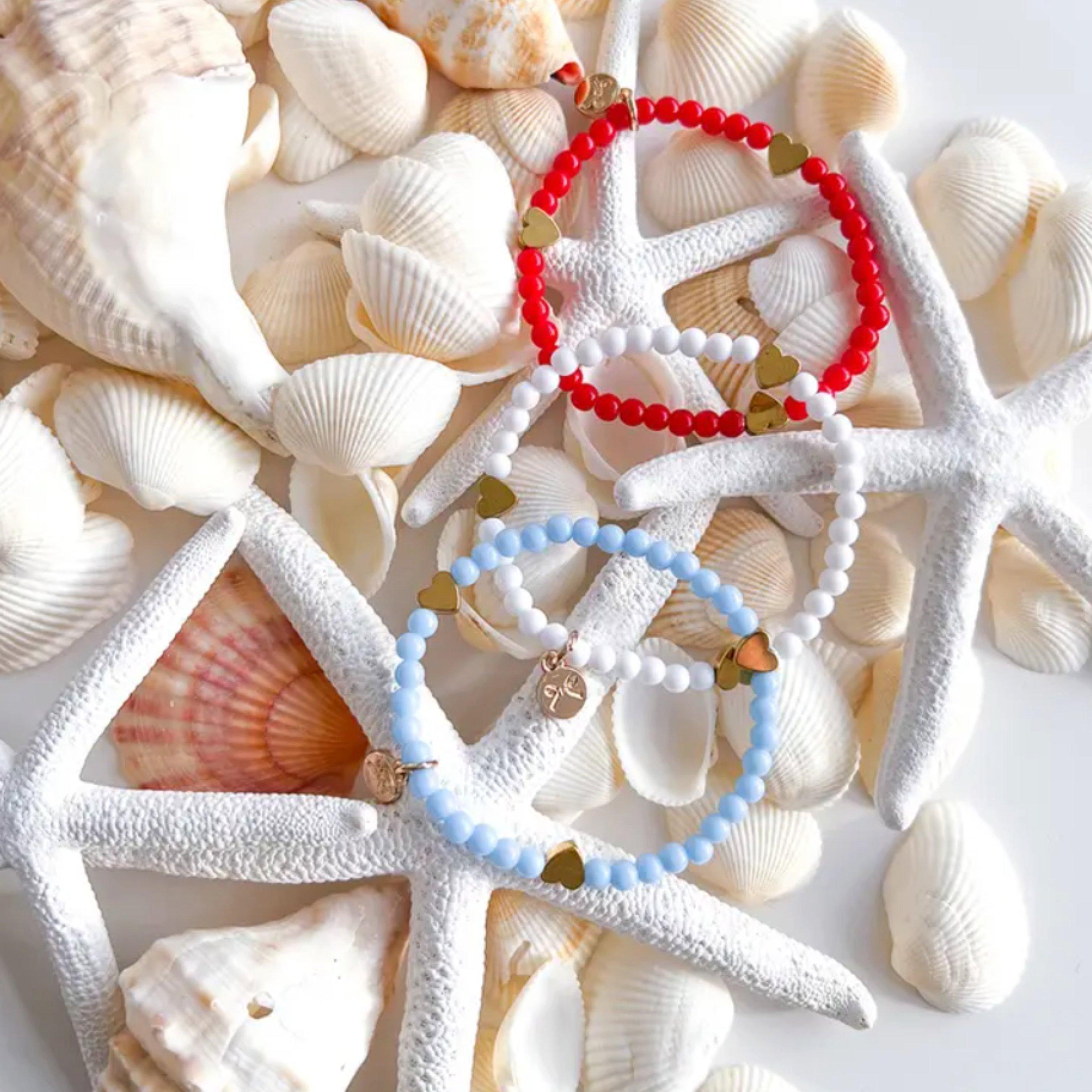 Red, White, and Blue Heart Bracelet Set image number 2