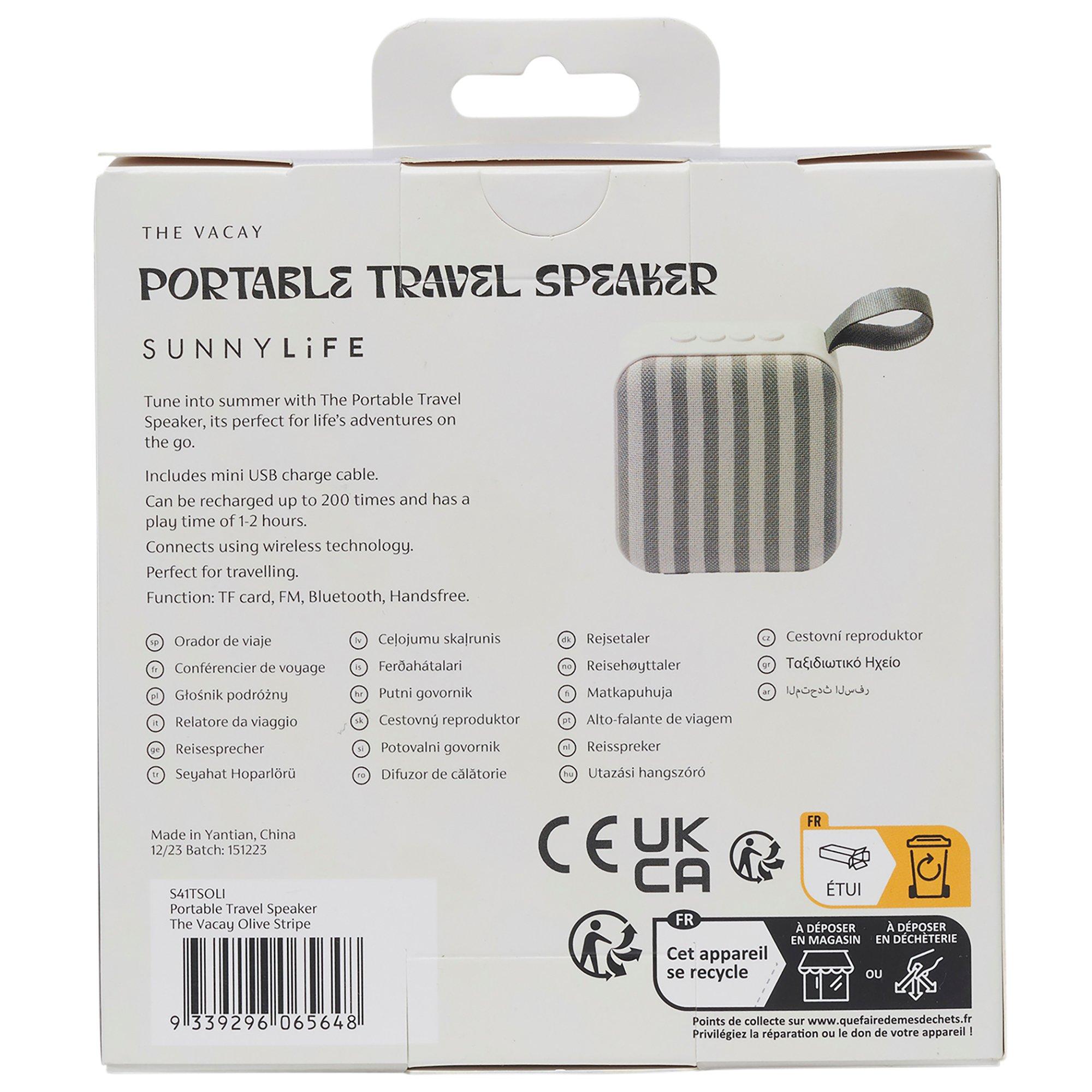 Portable Travel Speaker: Vacay Olive Stripe image number 2