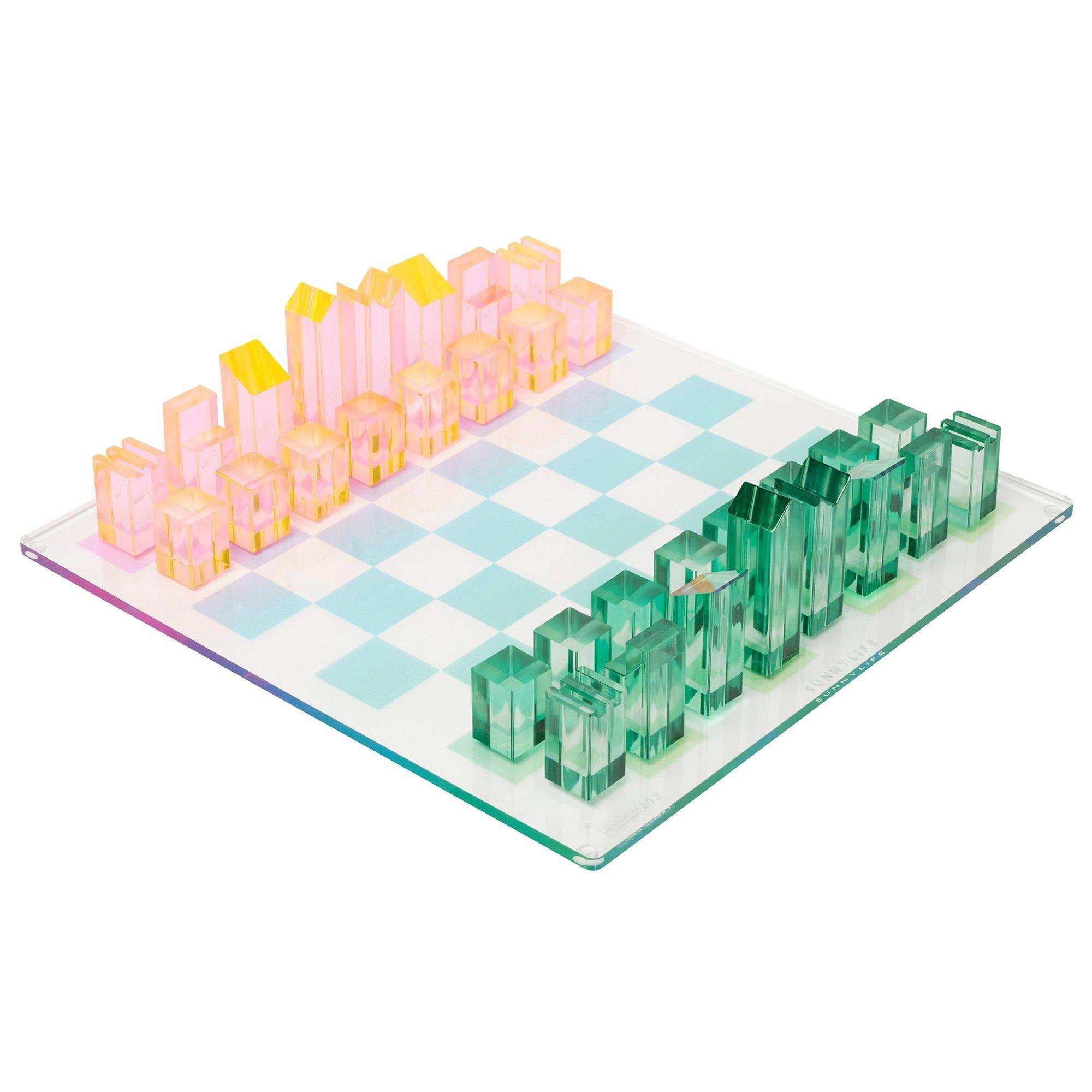 Lucite Chess & Checkers - Ombre Sherbert