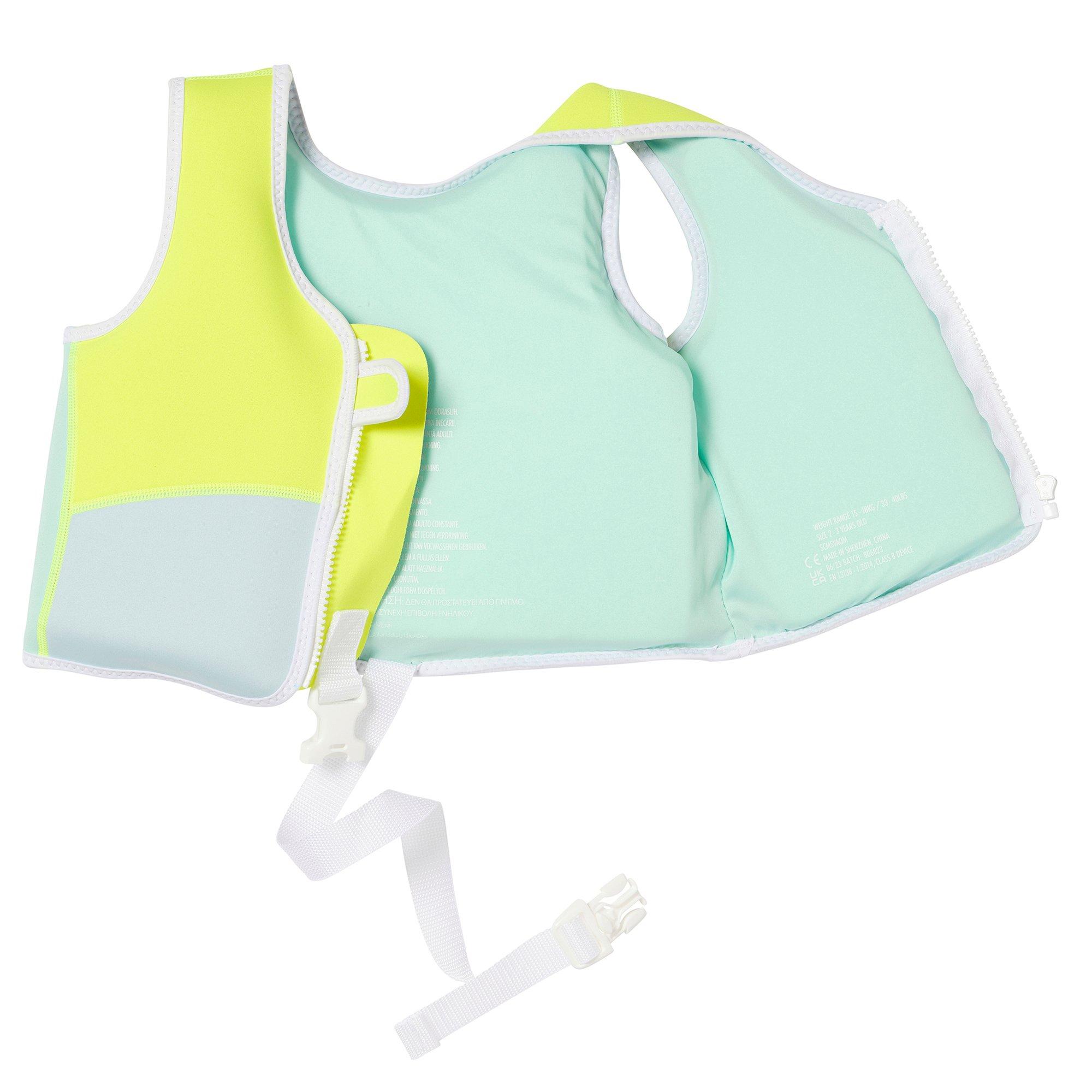 Kids Swim Vest: Aqua Neon Yellow (Age 2-3) image number 2