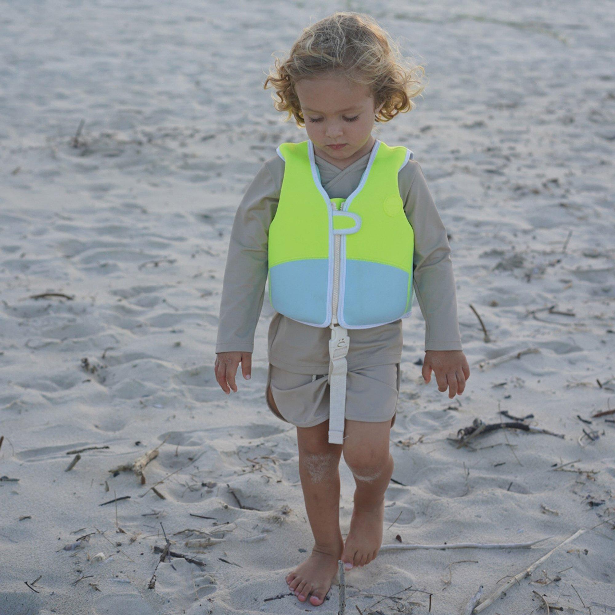Kids Swim Vest: Aqua Neon Yellow (Age 2-3) image number 3