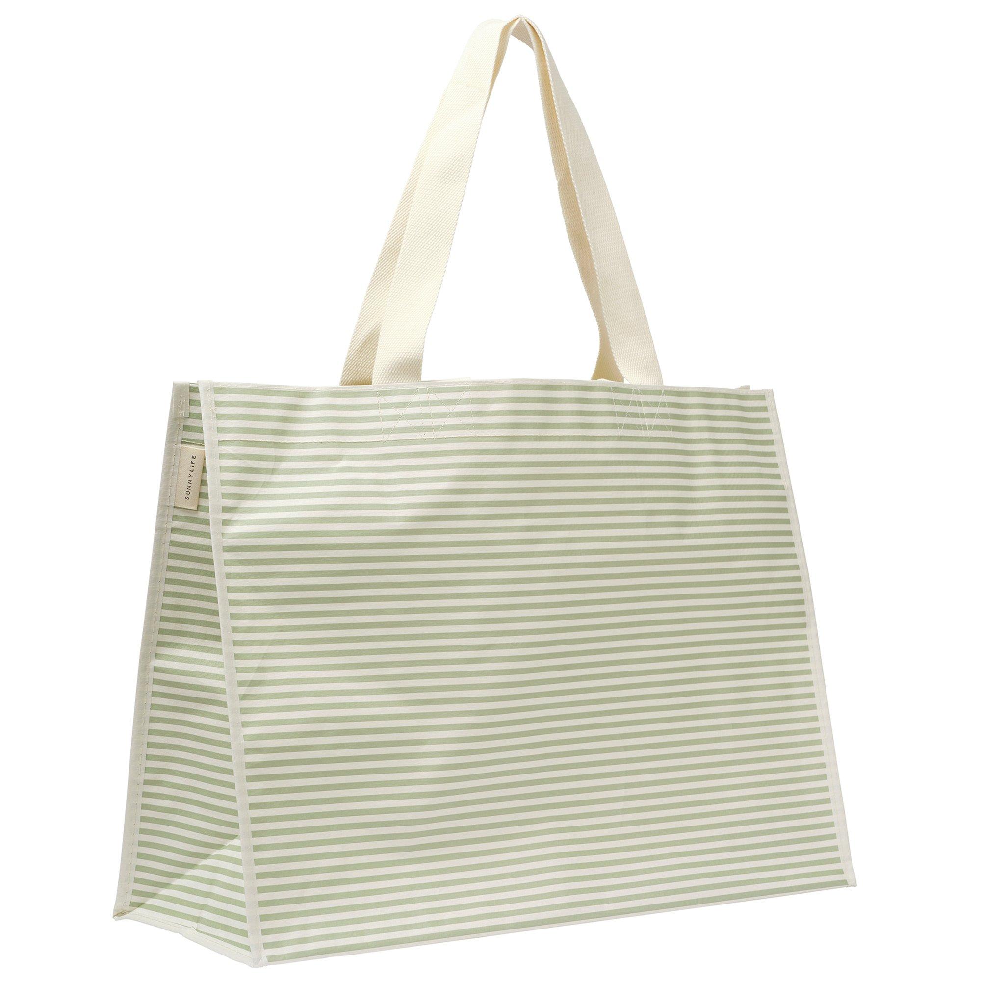 Carryall Beach Bag: La Palma Sage Stripe