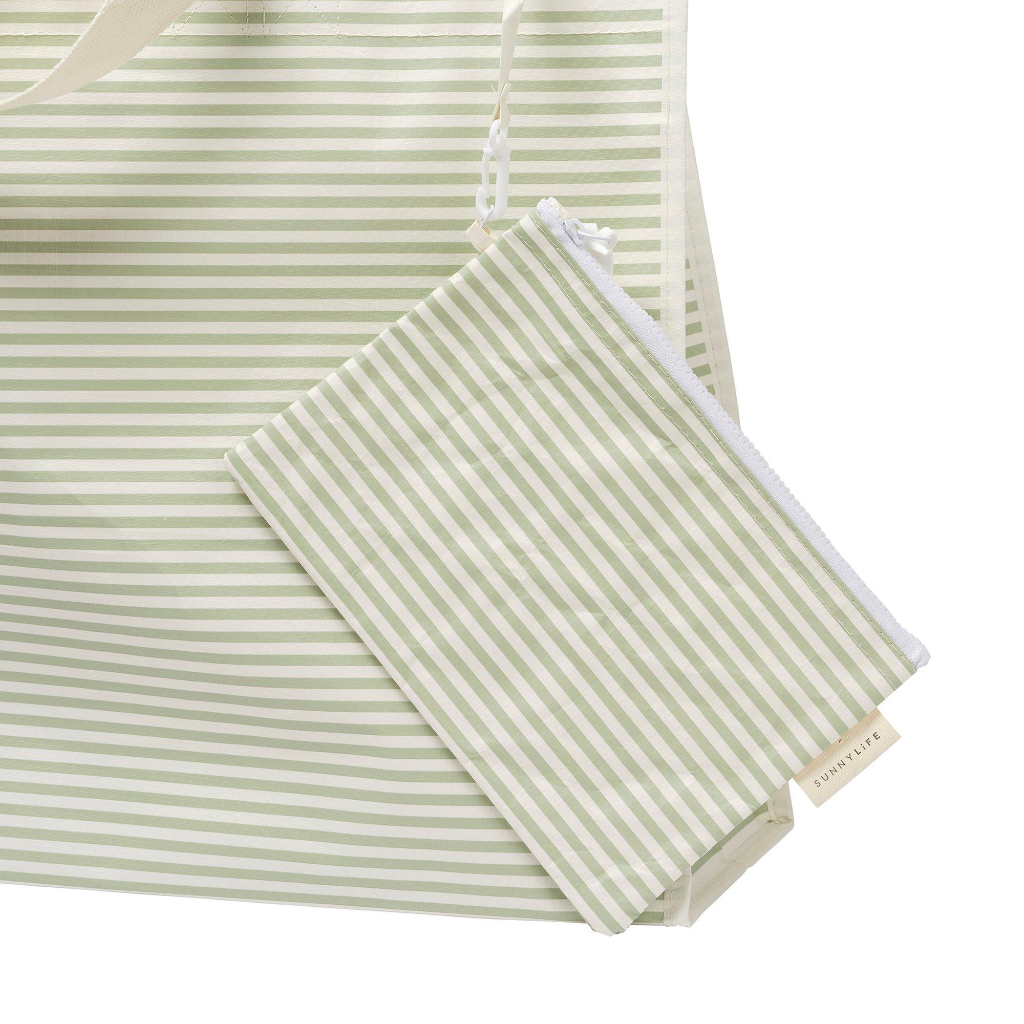 Carryall Beach Bag: La Palma Sage Stripe image number 2