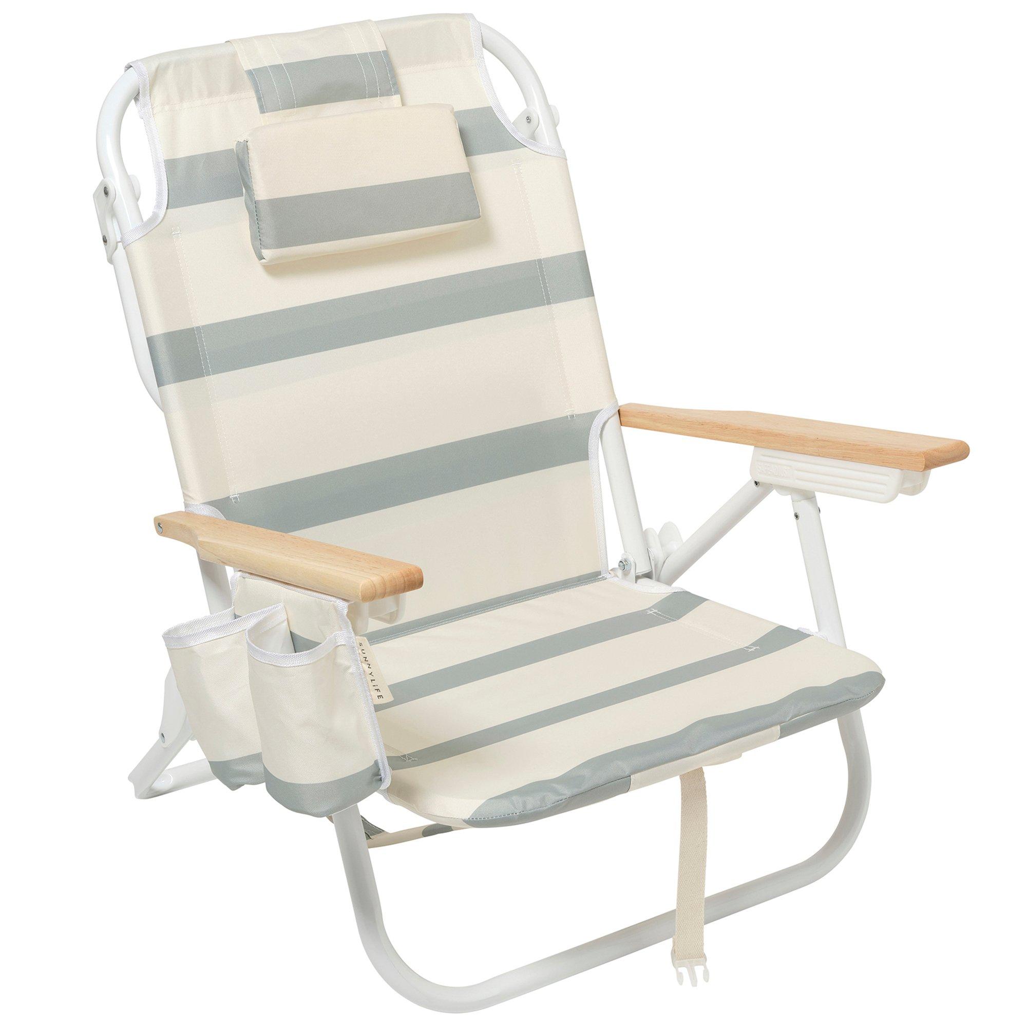Deluxe Beach Chair: La Palma Sage Stripe