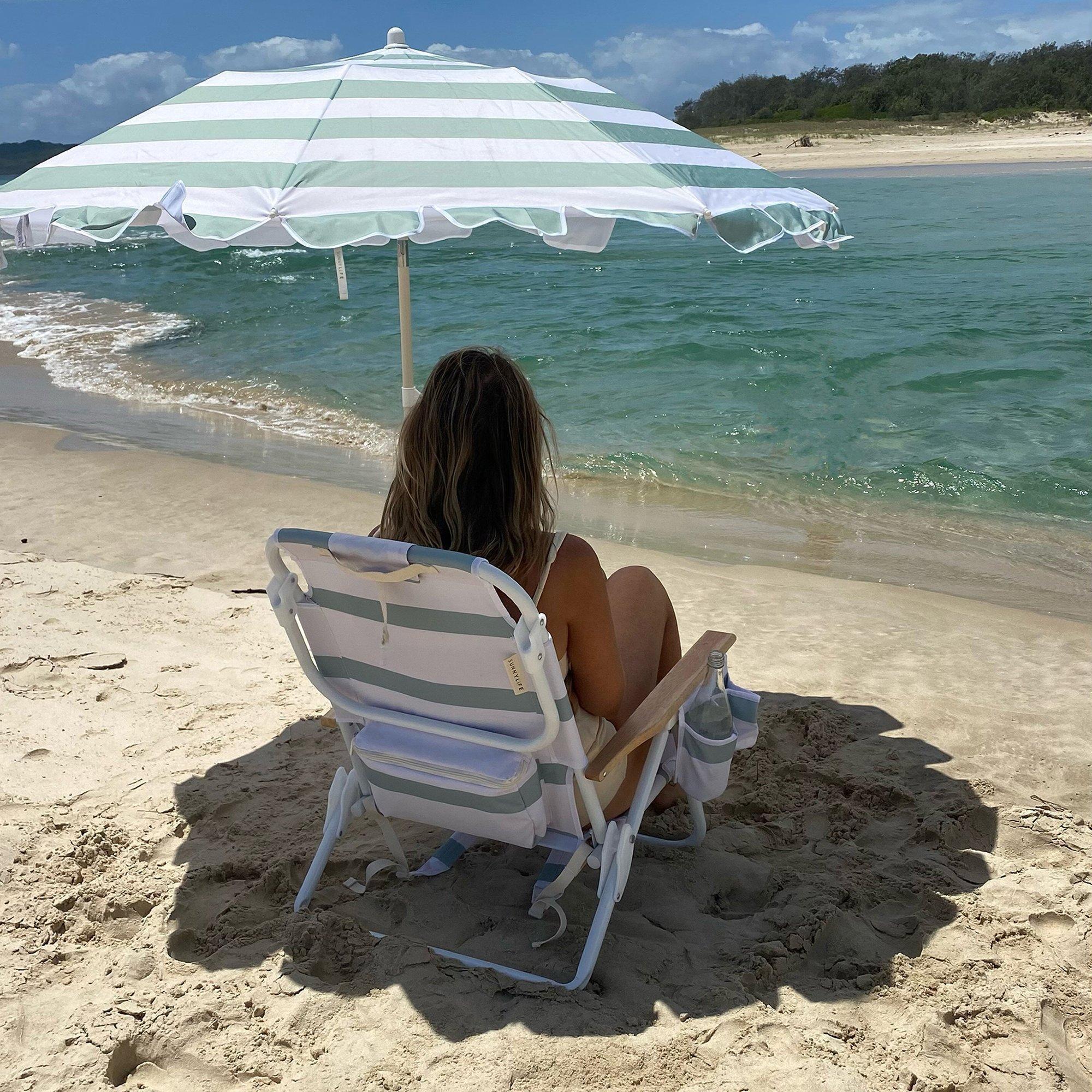 Deluxe Beach Chair: La Palma Sage Stripe image number 2