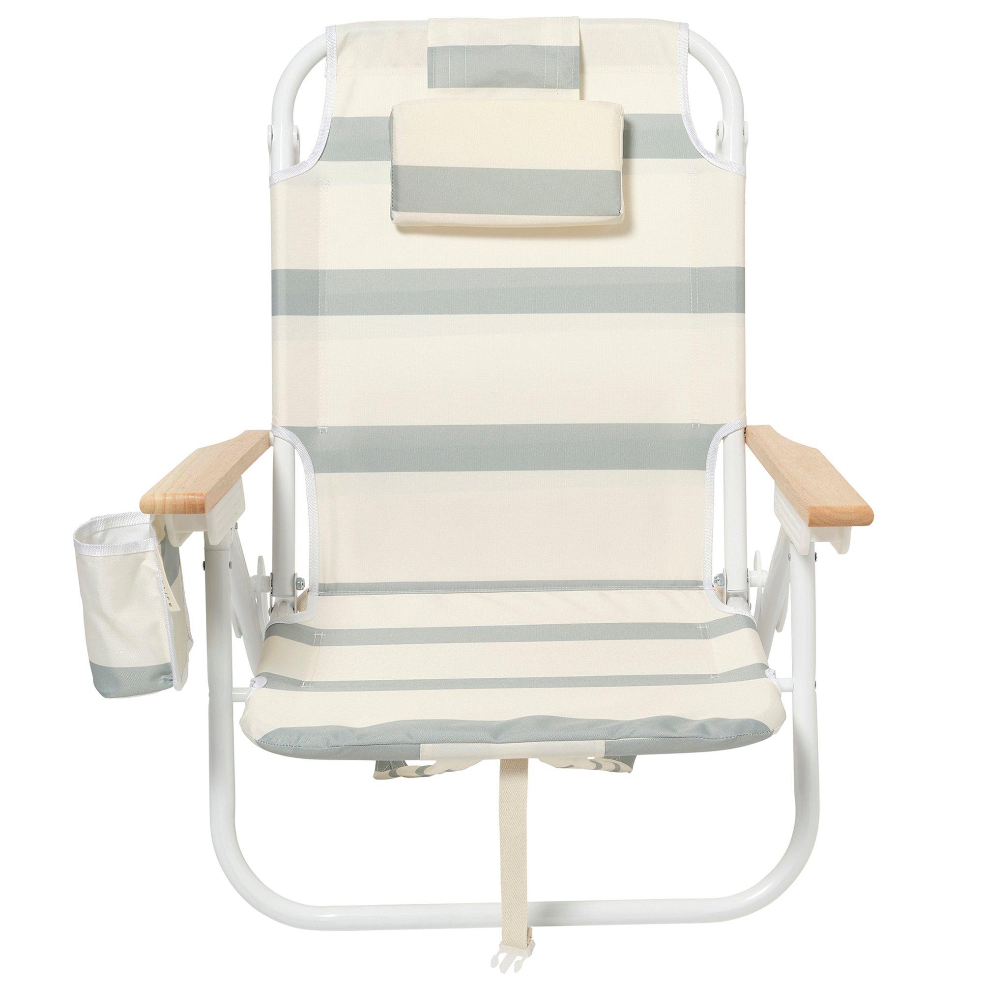 Deluxe Beach Chair: La Palma Sage Stripe image number 1