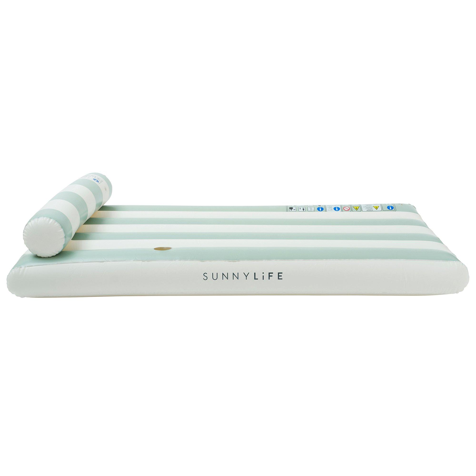 Luxe Lilo Pool Float: Green Stripe image number 3