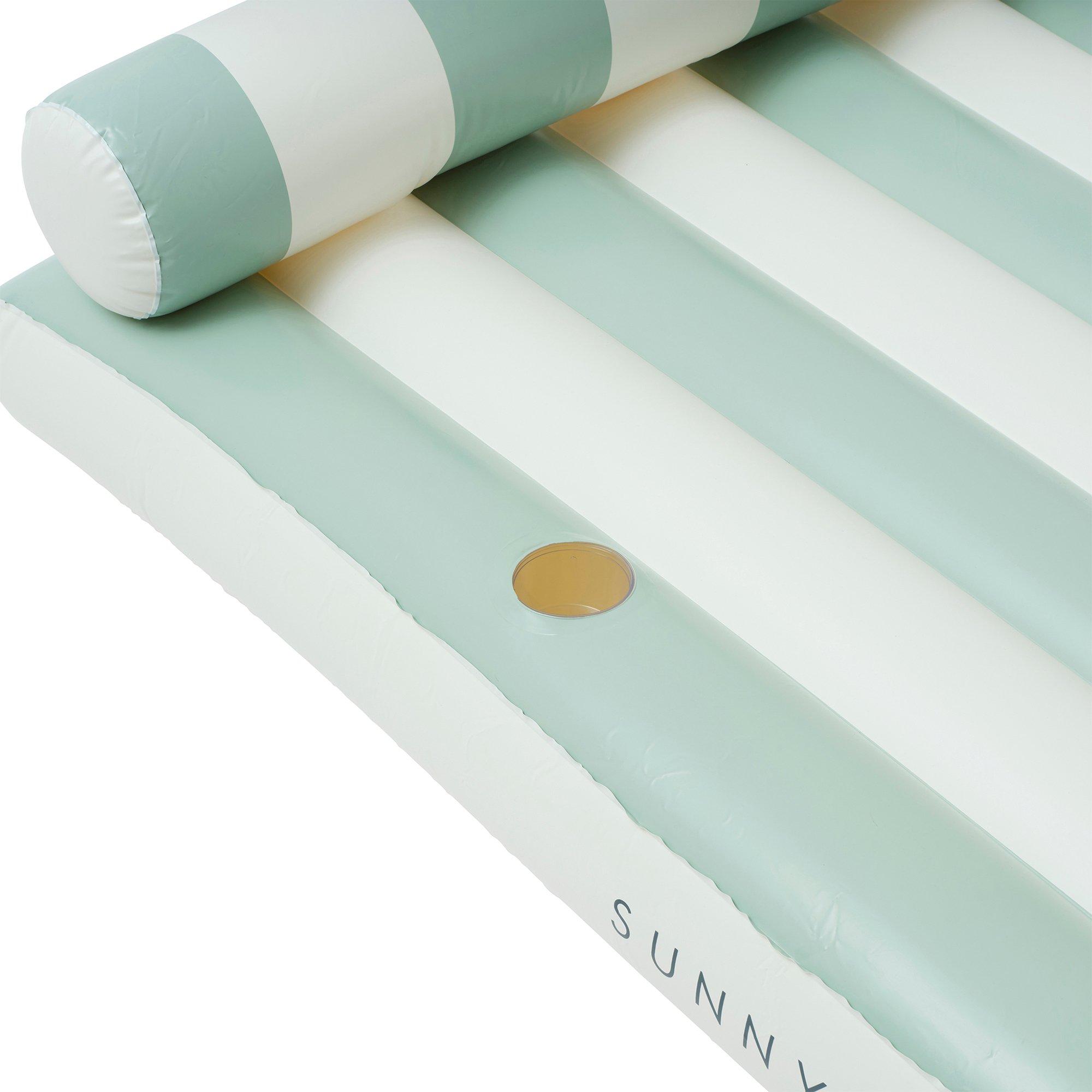Luxe Lilo Pool Float: Green Stripe image number 4