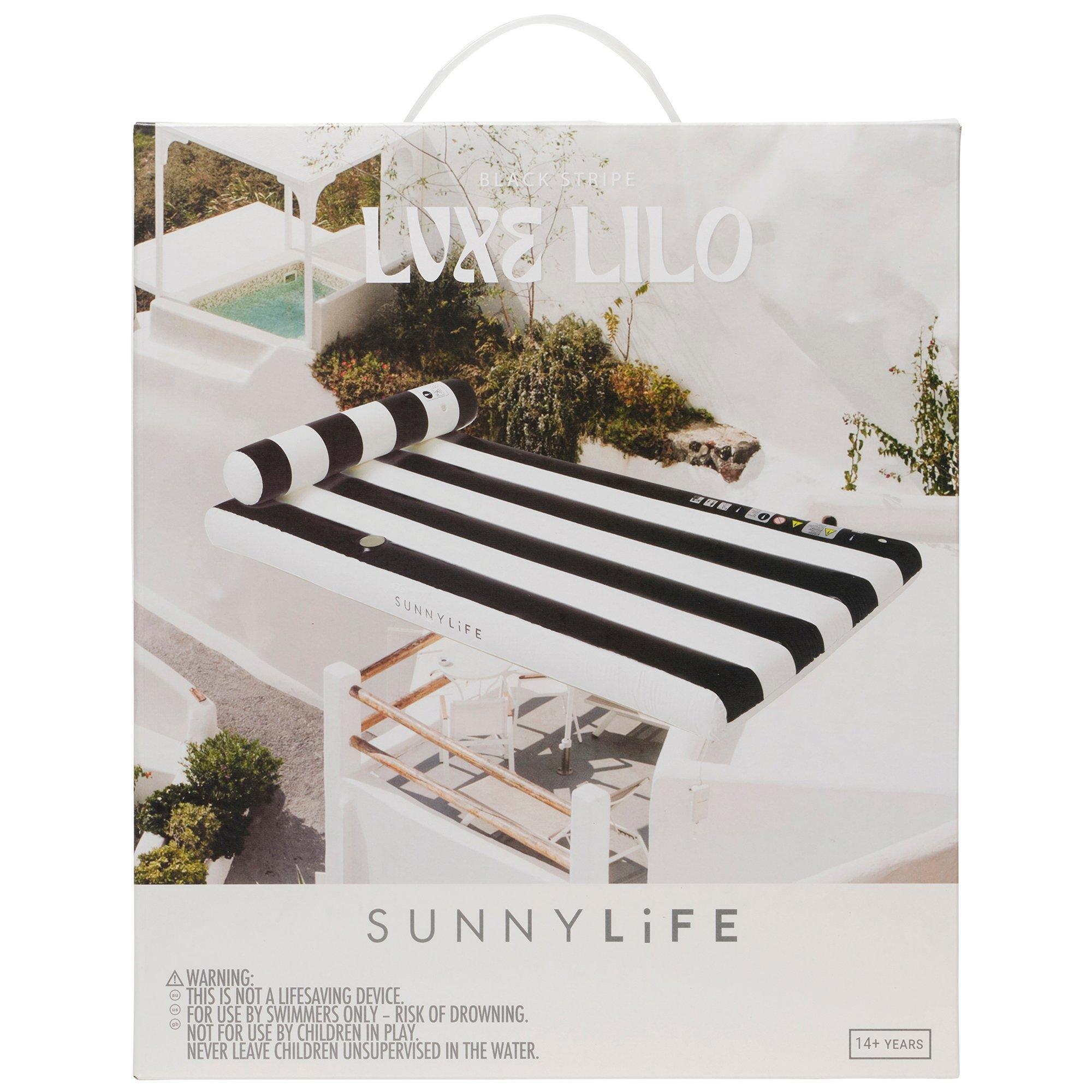 Luxe Lilo Pool Float: Black Stripe image number 1