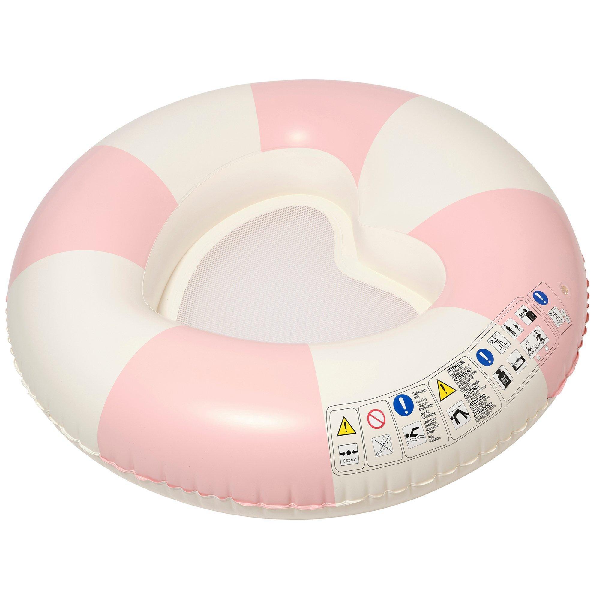 Luxe Tube Pool Ring: Stole My Heart Pink Stripe image number 4