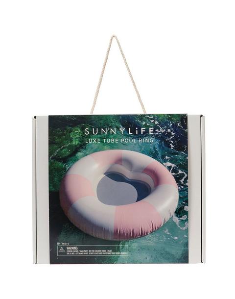 Luxe Tube Pool Ring: Stole My Heart Pink Stripe
