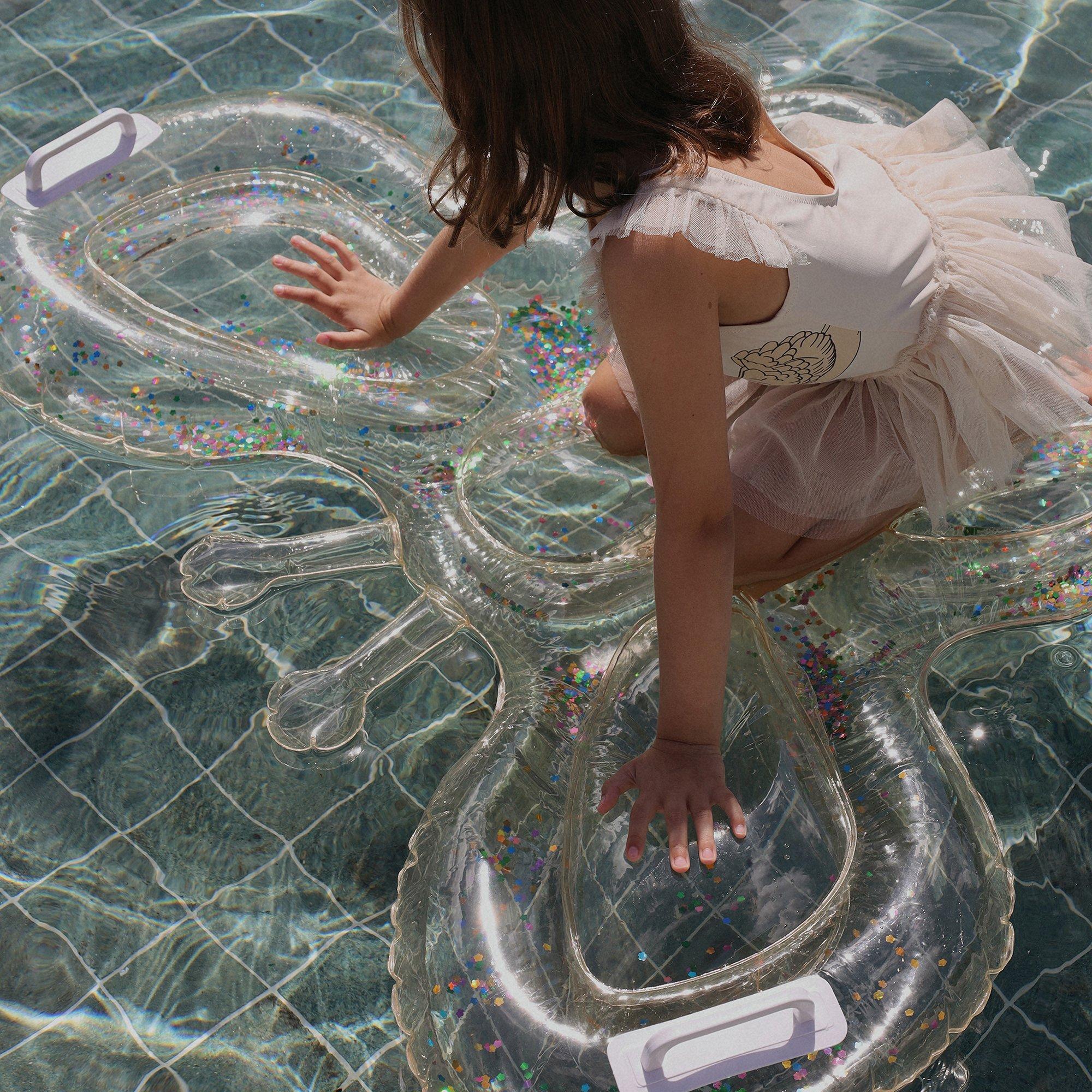 Kids Lie-On Float: Butterfly Cotton Candy - Glitter image number 2